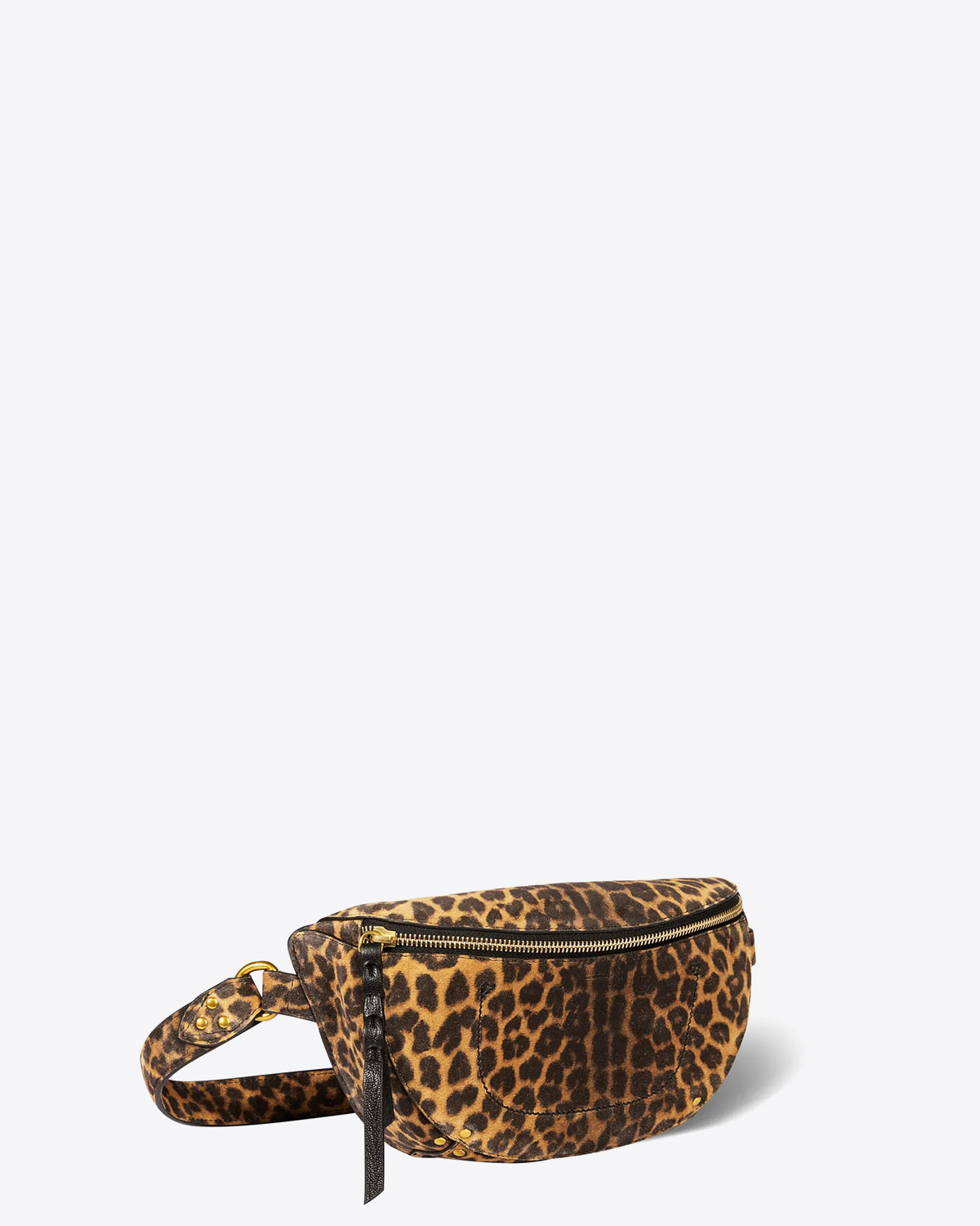 Jérôme Dreyfuss Sac Lino Banane – Cuir Suédé Léopard Chamois