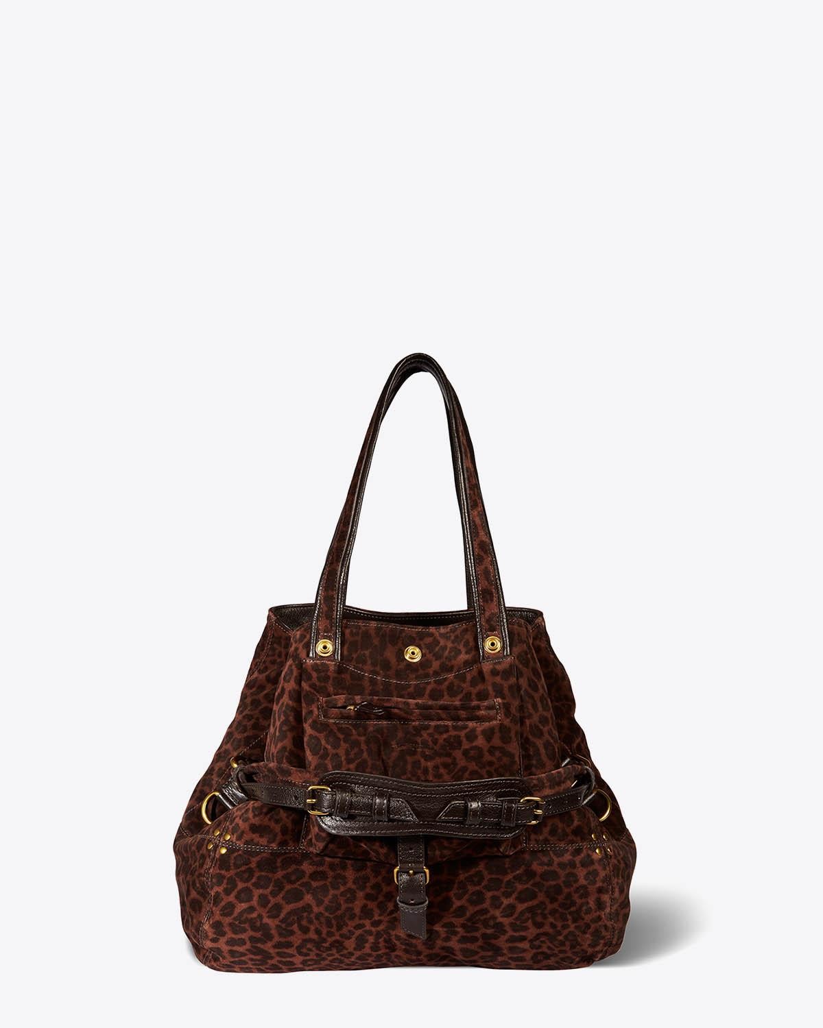 Jérôme Dreyfuss Sac Billy M – Cuir Suédé Léopard Naturel