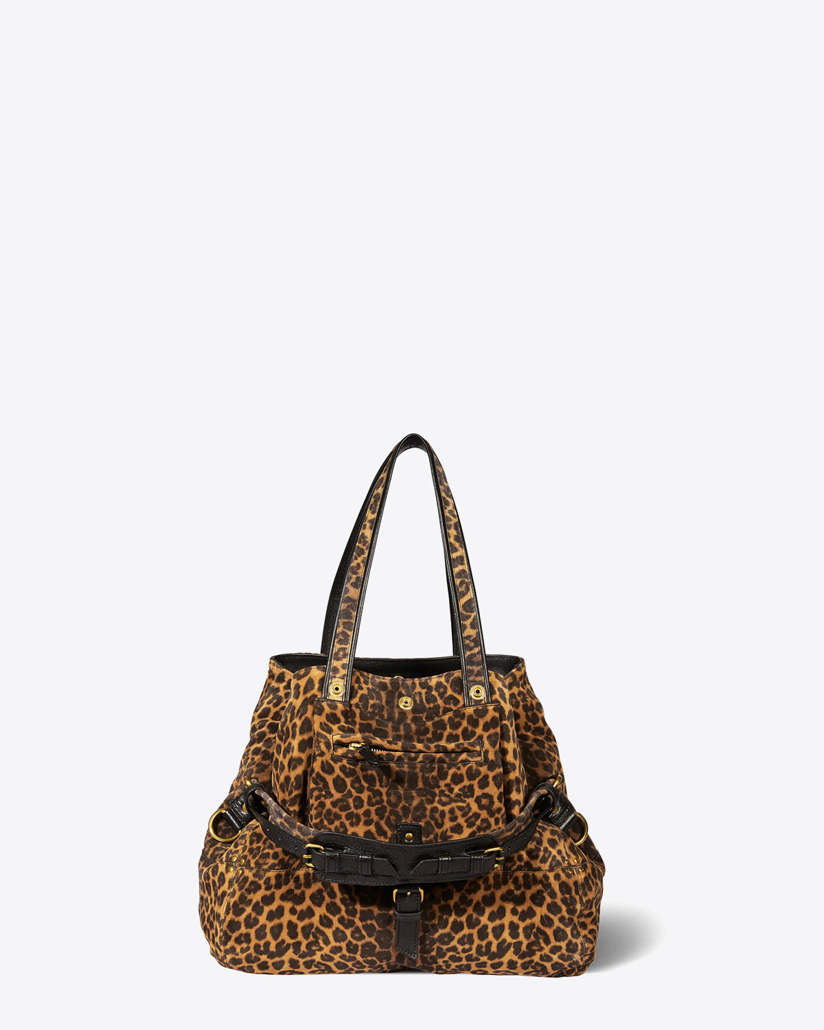 Jérôme Dreyfuss Sac Billy M – Cuir Suédé Léopard Chamois