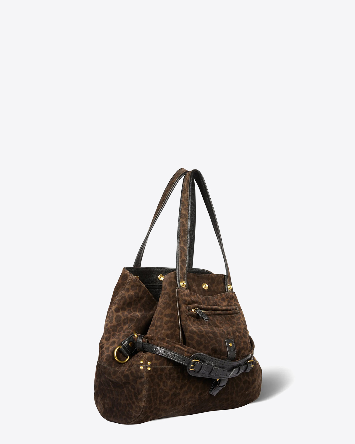 Jérôme Dreyfuss Sac Billy M – Cuir Suédé Léopard Kaki