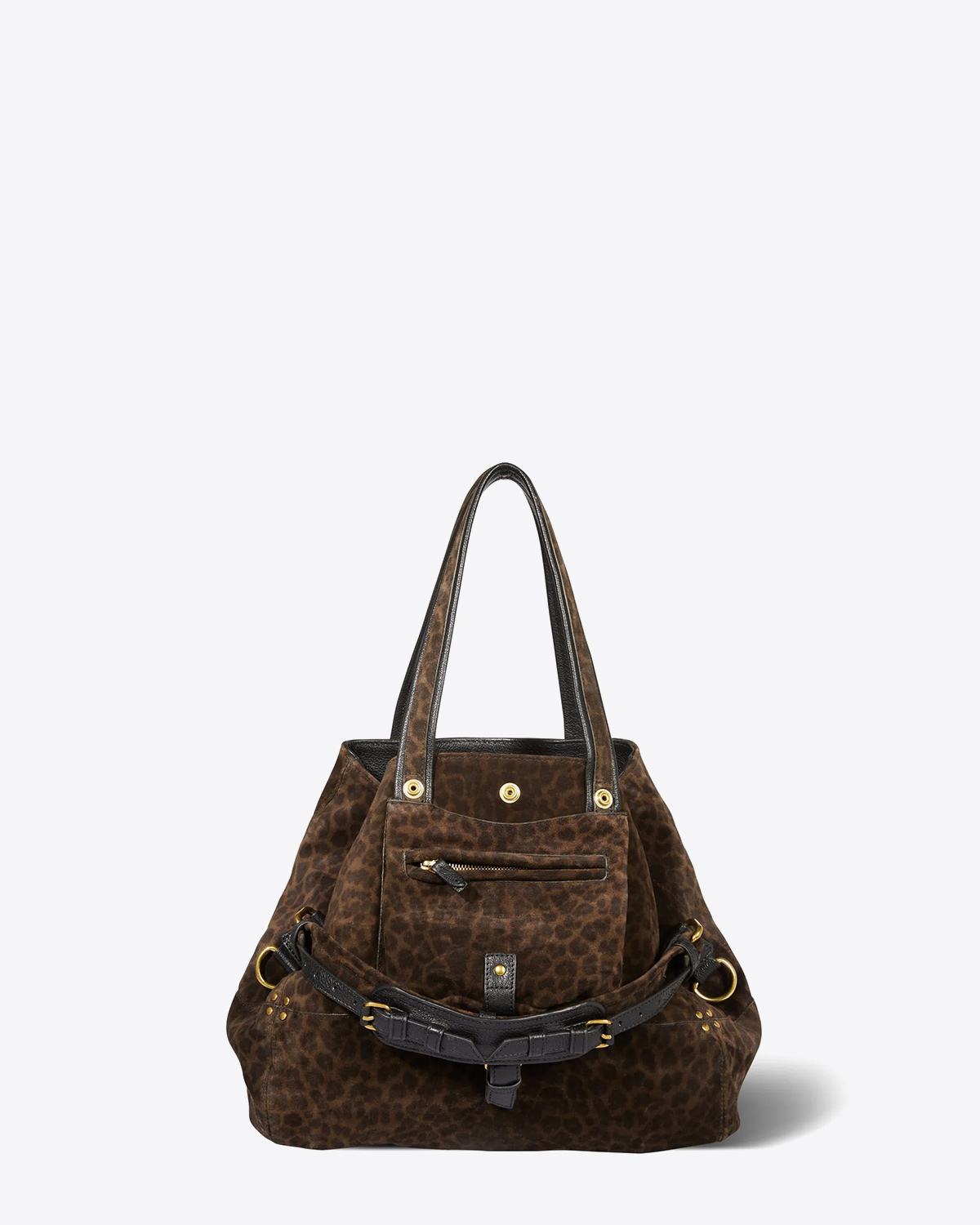 Jérôme Dreyfuss Sac Billy M – Cuir Suédé Léopard Kaki