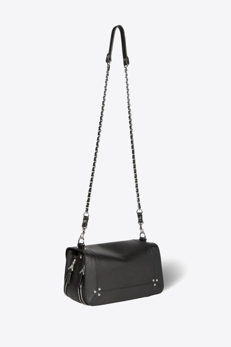 Jérôme Dreyfuss Sac Bobi – Cuir Agneau Noir Silver