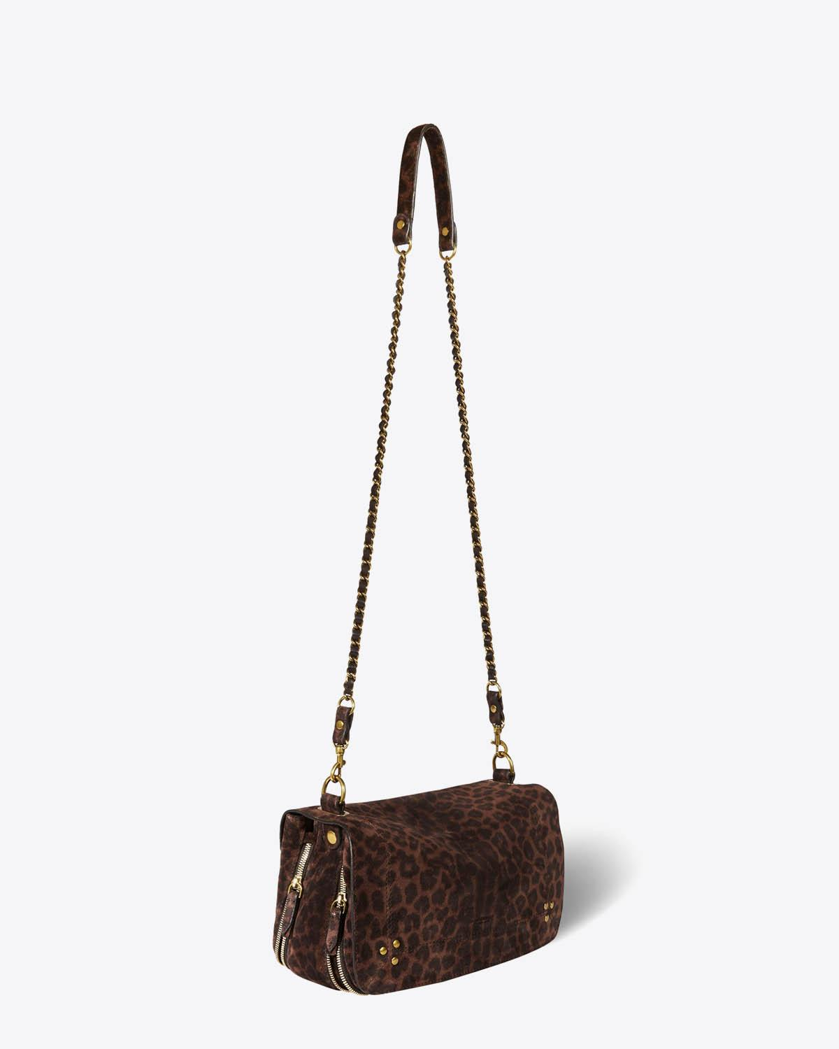 Jérôme Dreyfuss Sac Bobi – Cuir Suédé Léopard Naturel
