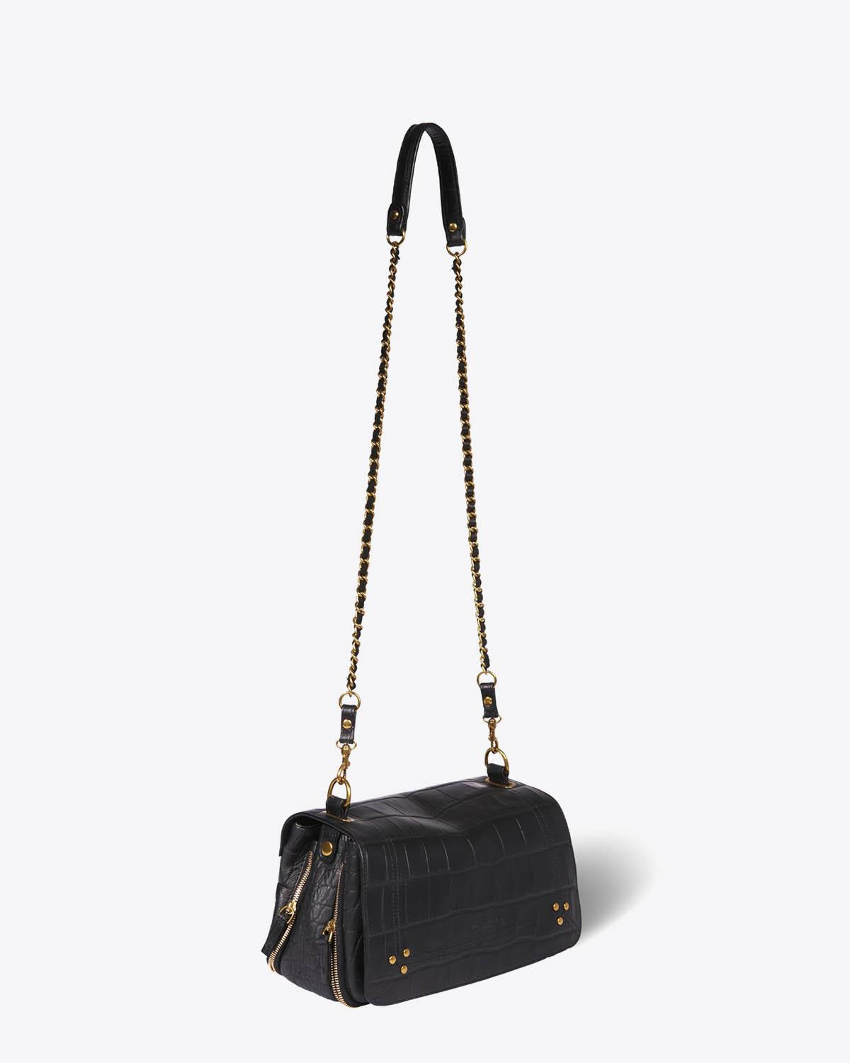 Jérôme Dreyfuss Sac Bobi – Cuir Vachette Croco Noir