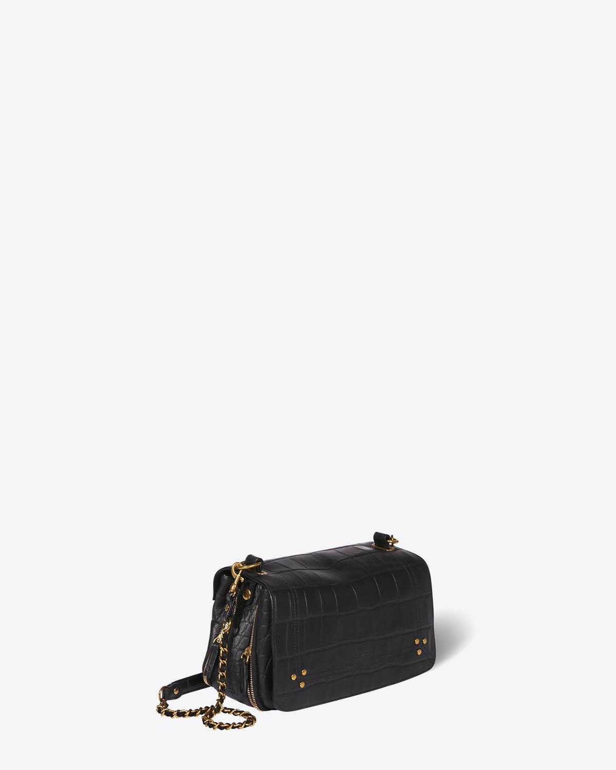 Jérôme Dreyfuss Sac Bobi – Cuir Vachette Croco Noir