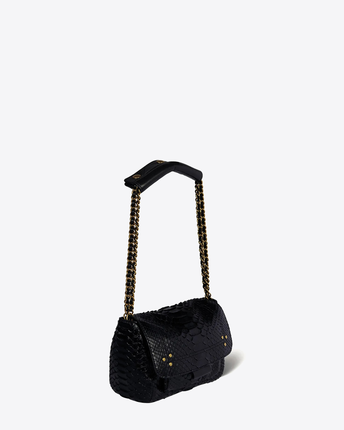 Sac Lulu S python noir Jérôme Dreyfuss. Vue profil. 