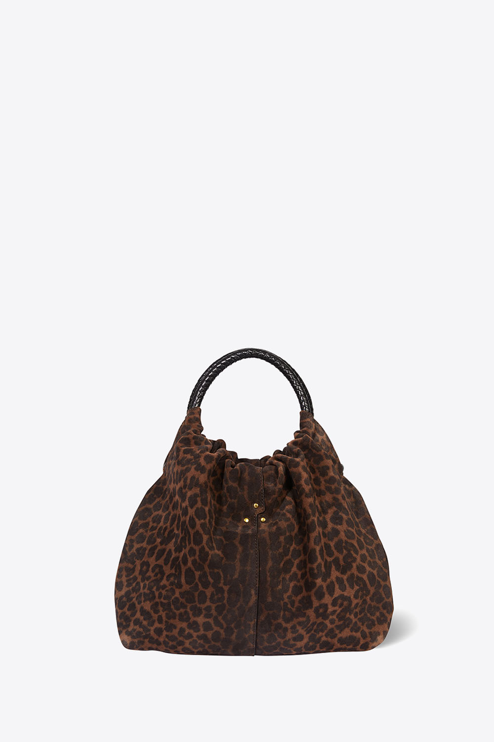 Jérôme Dreyfuss Sac Gordi M – Cuir Suédé Léopard Naturel