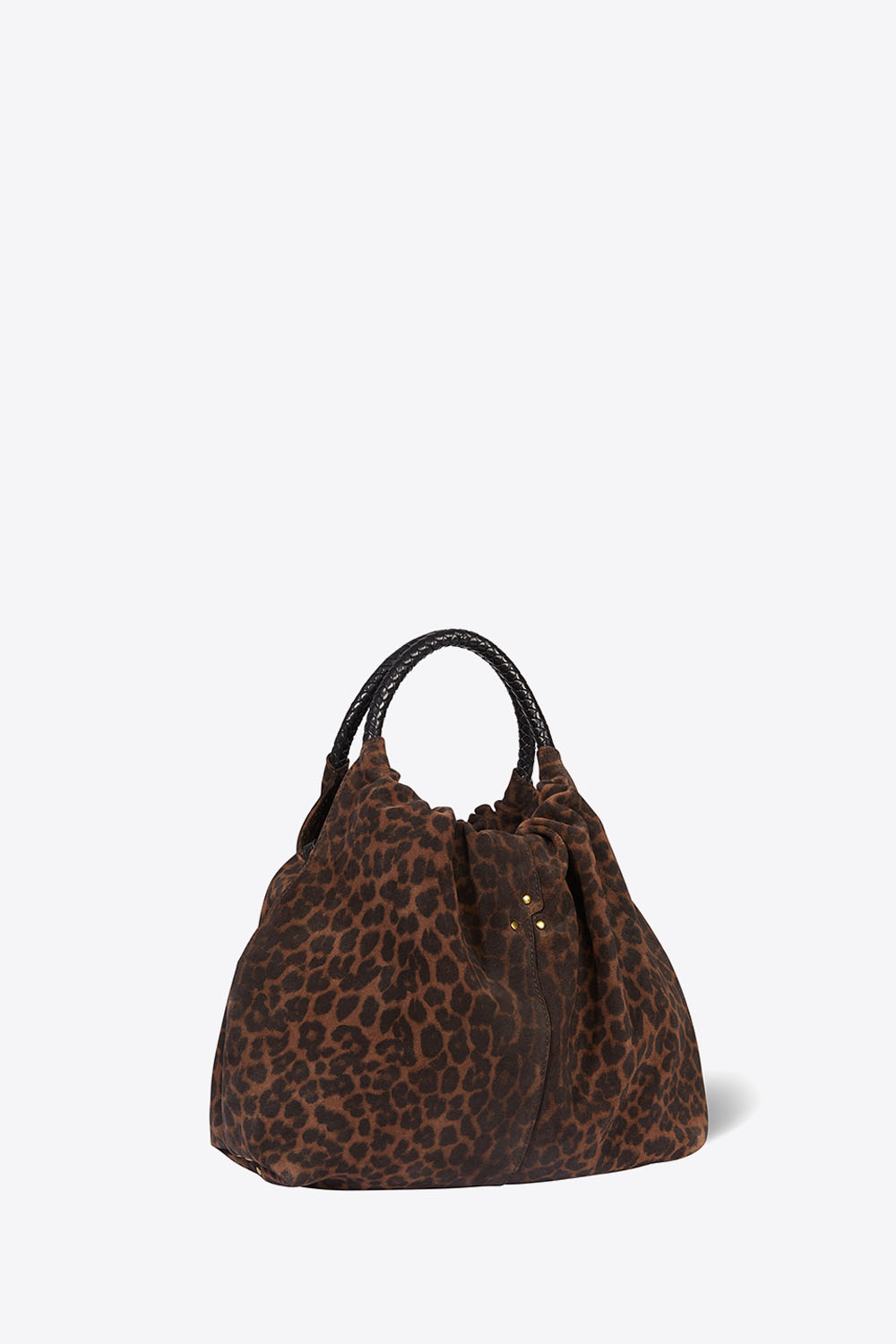 Sac Gordi M Jérôme Dreyfuss en cuir suédé léopard. Profil.