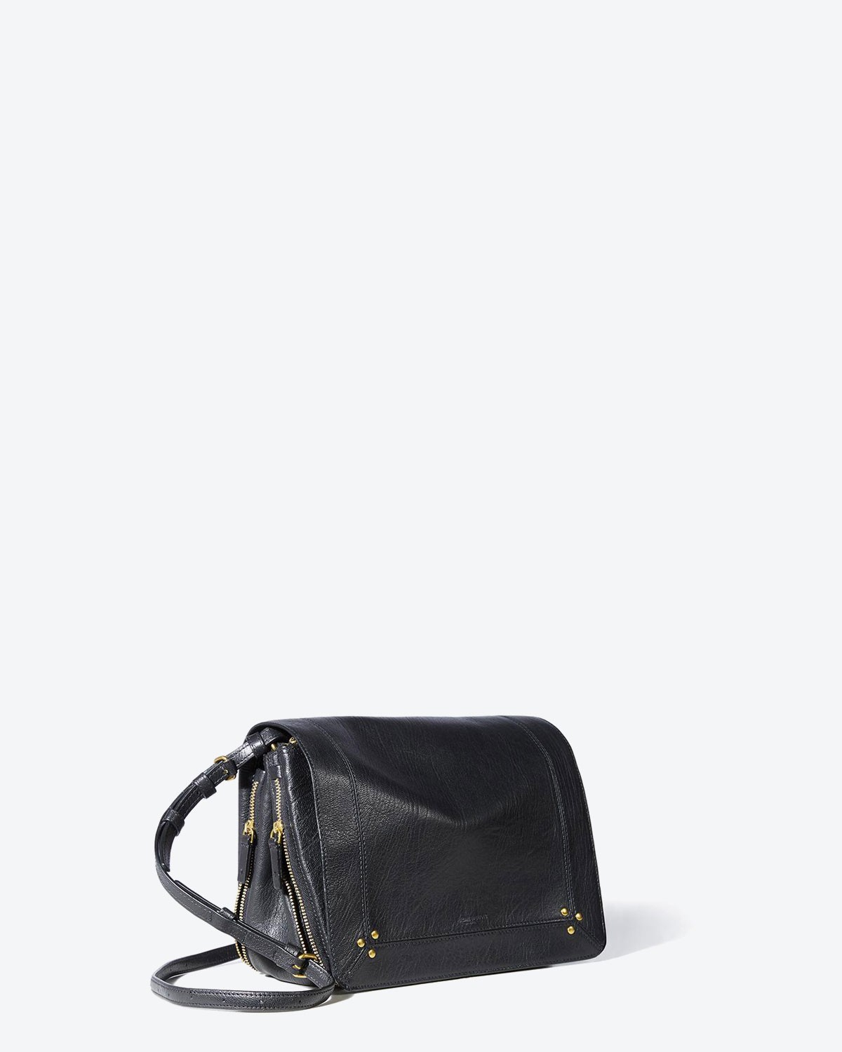 Sac bandoulière Igor Jérôme Dreyfuss en cuir chèvre noir.