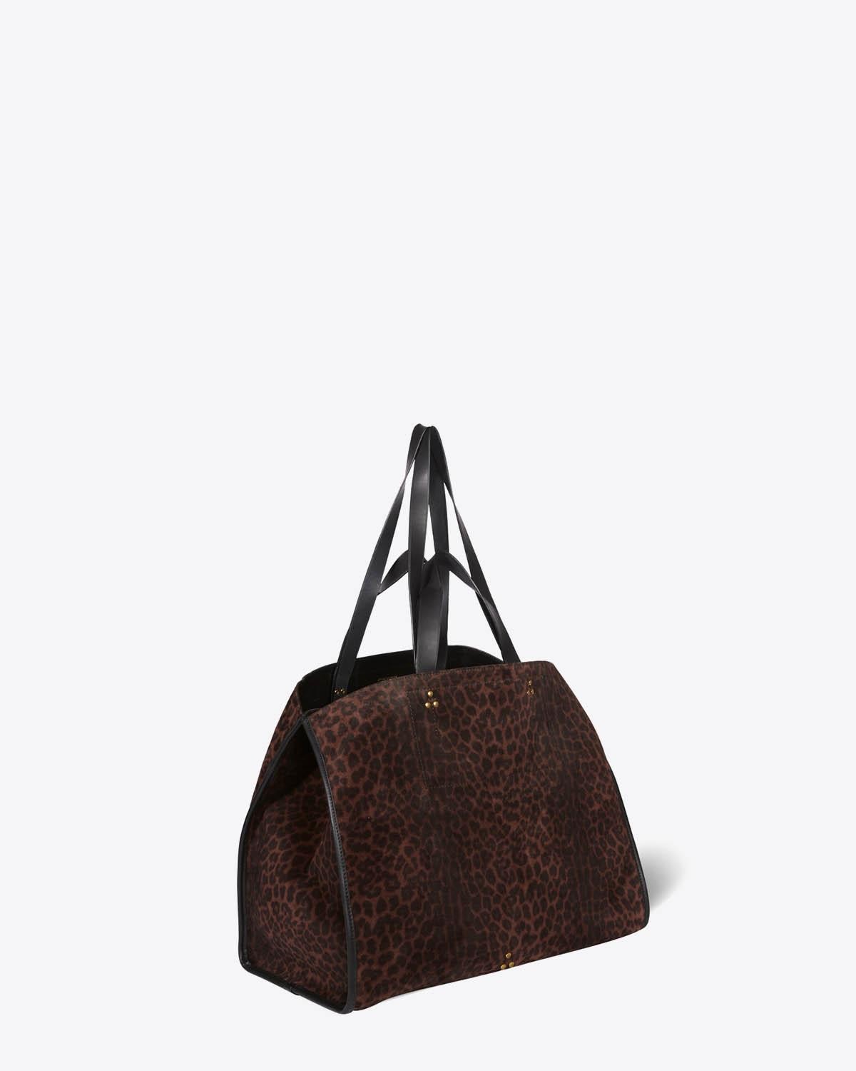 Sac Cabas Leon L Jérôme Dreyfuss en cuir suédé léopard naturel. 