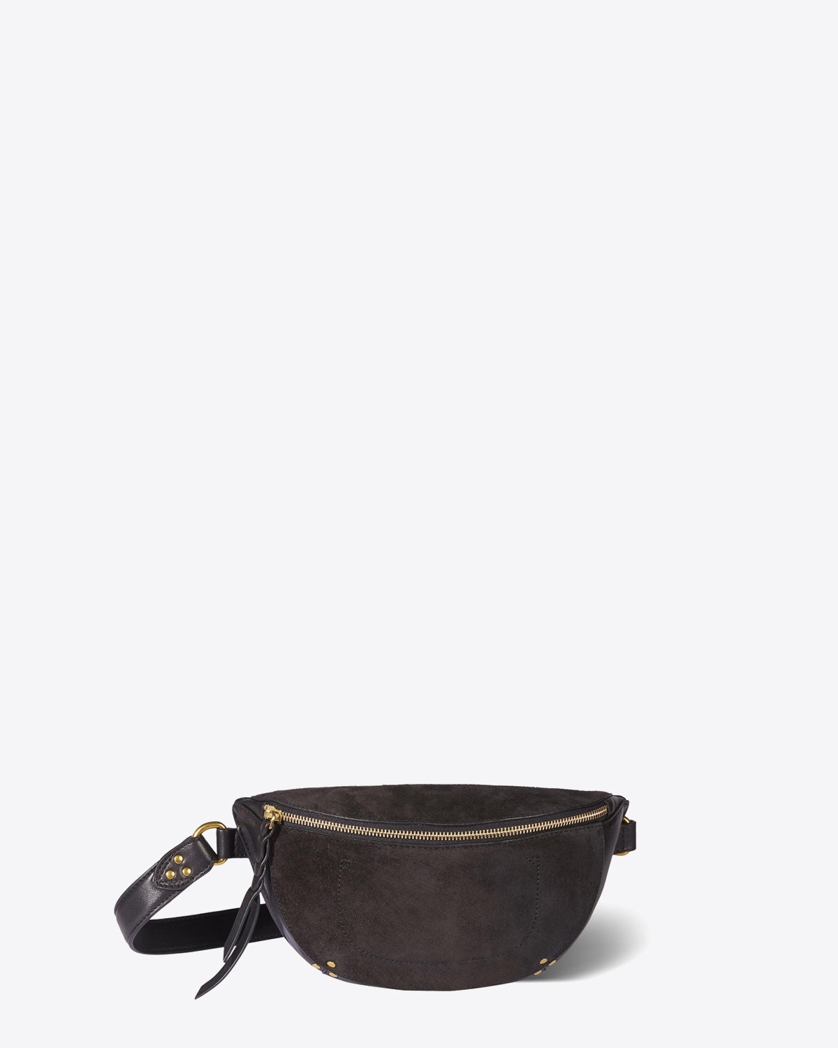 Jérôme Dreyfuss Sac Lino Banane – Cuir Suédé Noir