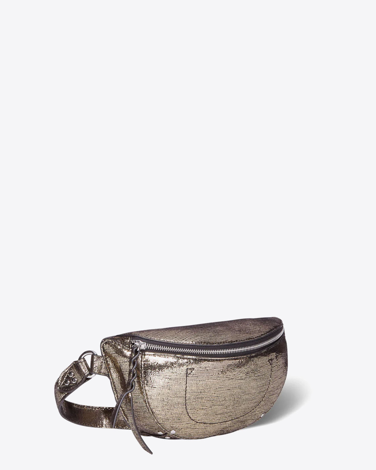 Jérôme Dreyfuss Sac Lino Banane – Cuir Lamé Champagne