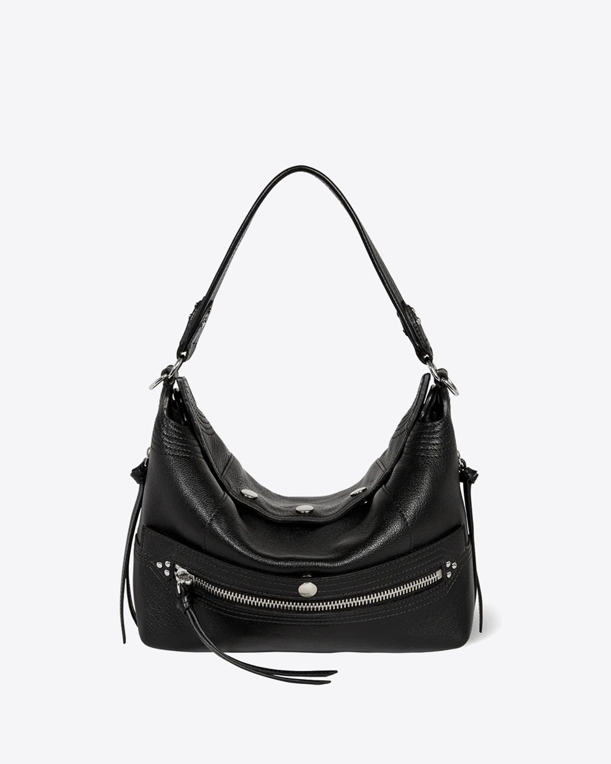Jérôme Dreyfuss Sac Lucky Hobo – Cuir Buffle Noir Silver