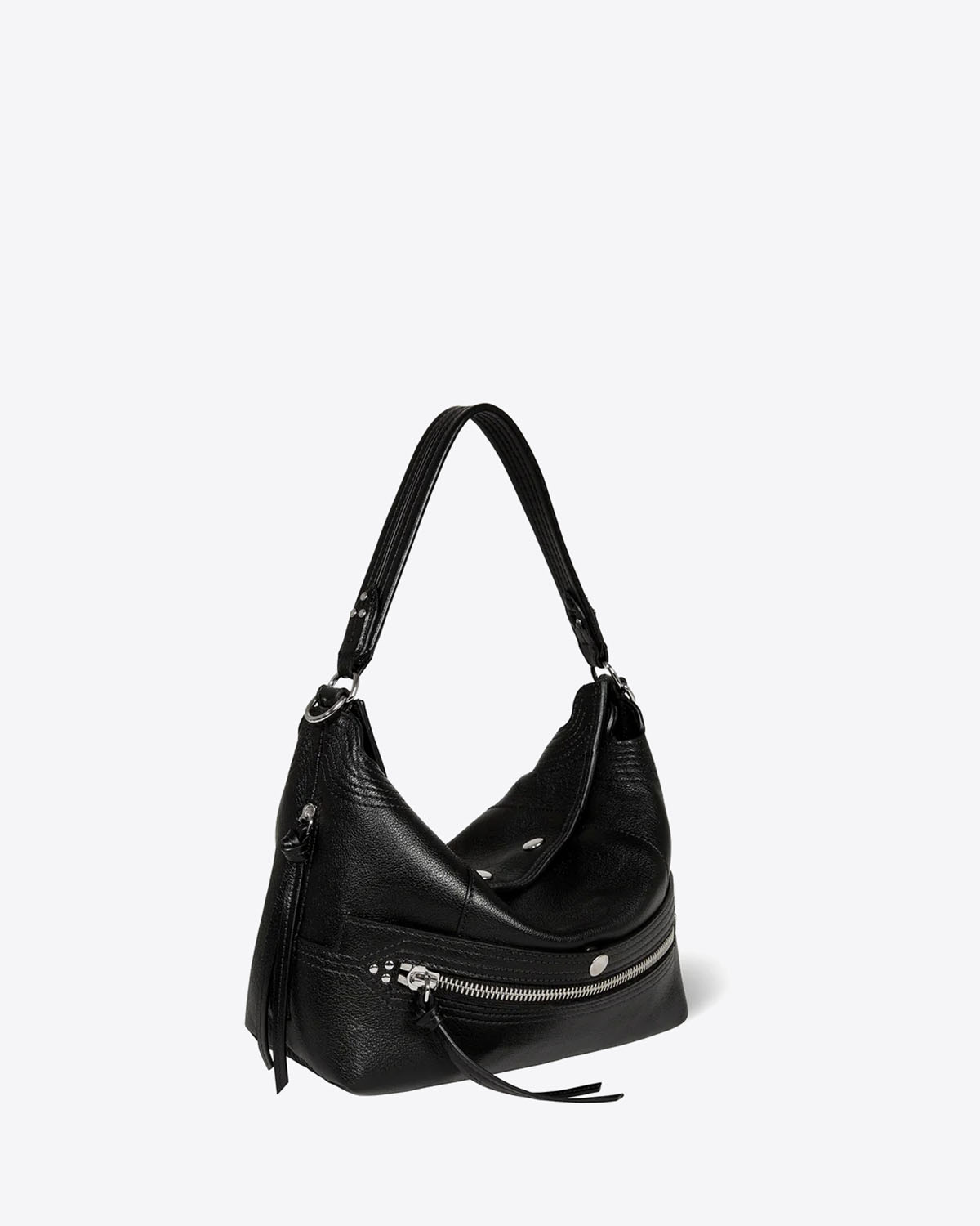 Jérôme Dreyfuss Sac Lucky Hobo – Cuir Buffle Noir Silver