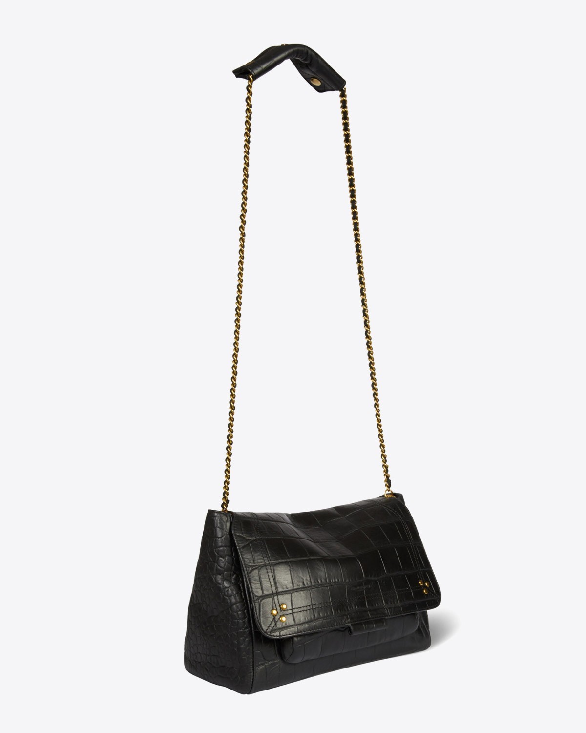Jérôme Dreyfuss Sac Lulu L – Cuir Vachette Croco Noir