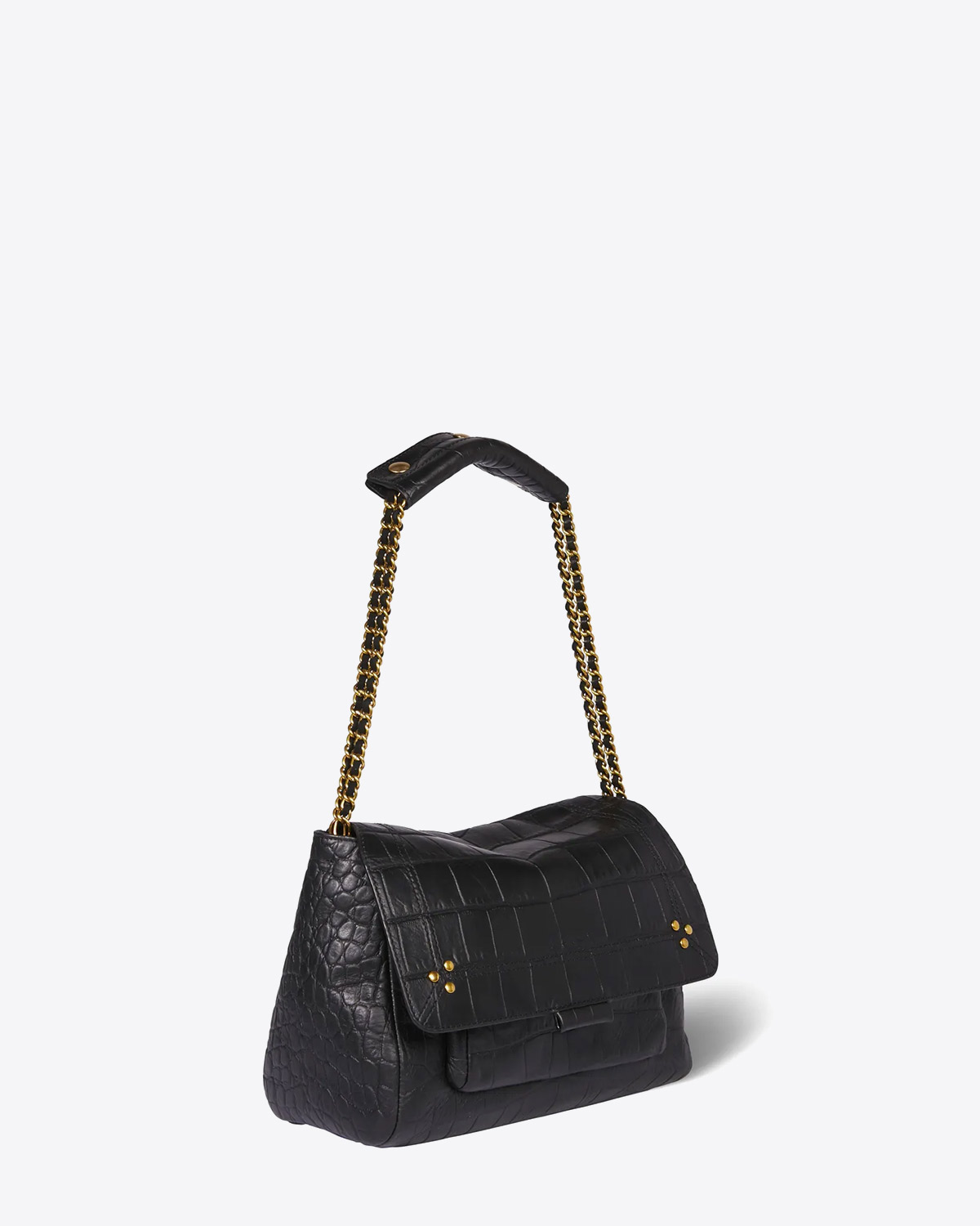 Jérôme Dreyfuss Sac Lulu M – Cuir Vachette Croco Noir