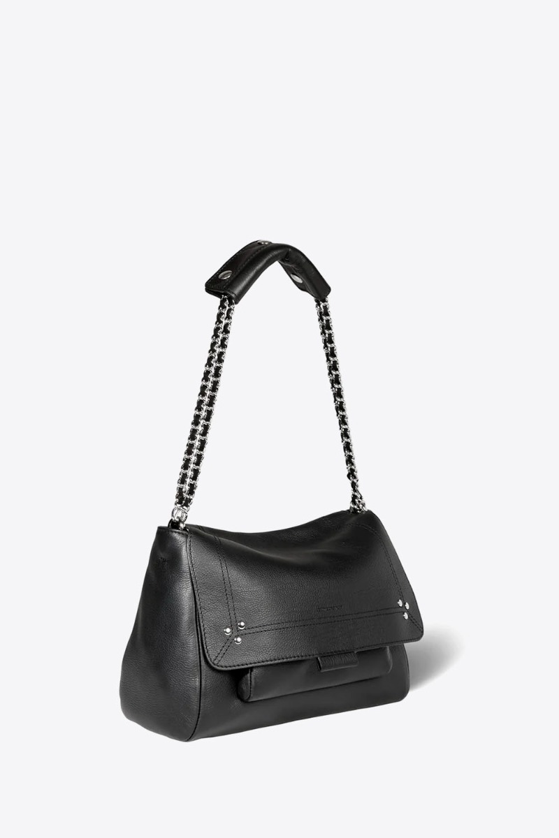Jérôme Dreyfuss Sac Lulu M – Cuir Veau Noir Silver