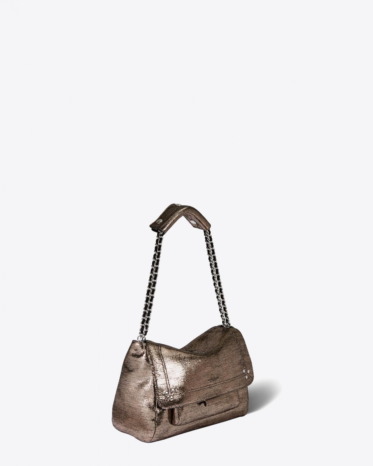 Jérôme Dreyfuss Sac Lulu M – Cuir Lamé Champagne