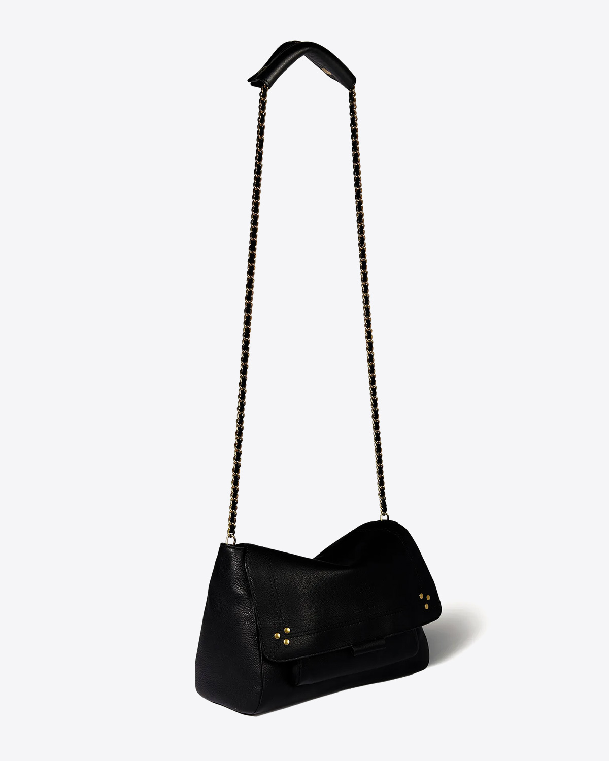 Jérôme Dreyfuss Sac Lulu M – Cuir Veau Noir Brass