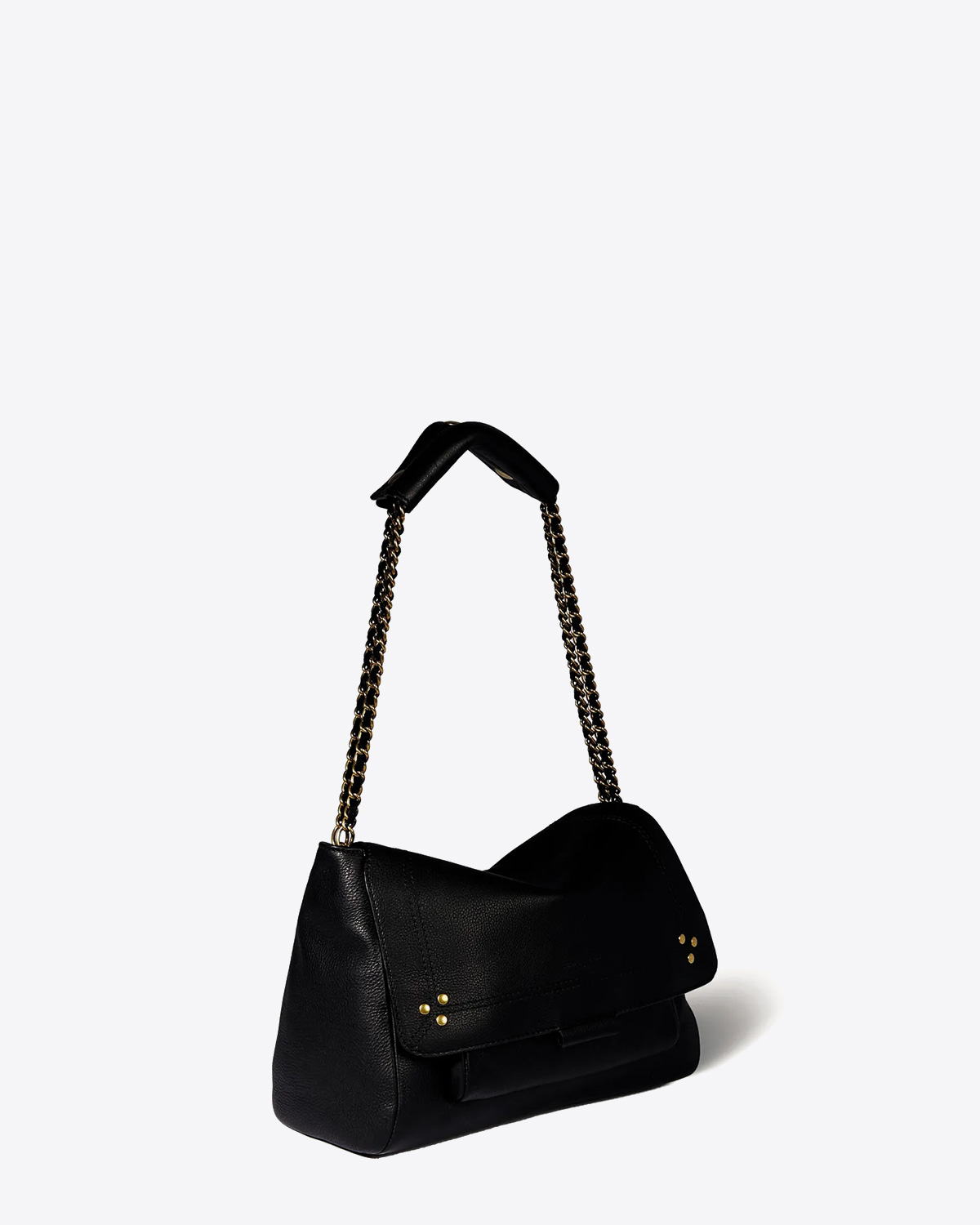 Jérôme Dreyfuss Sac Lulu M – Cuir Veau Noir Brass