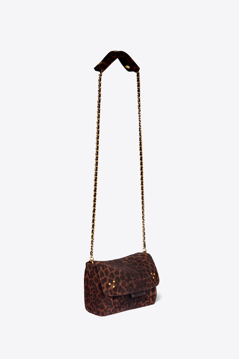 Jérôme Dreyfuss Sac Lulu S – Cuir Suédé Léopard Naturel