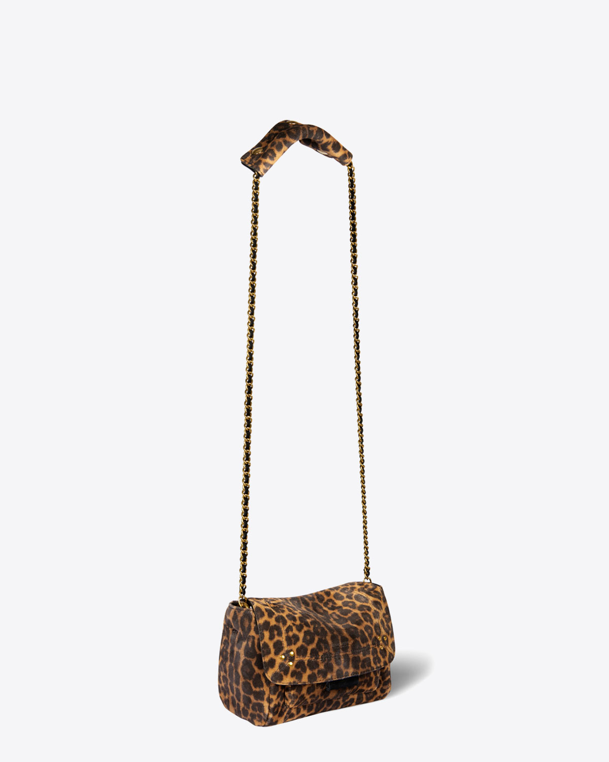 Jérôme Dreyfuss Sac Lulu S – Cuir Suédé Léopard Chamois