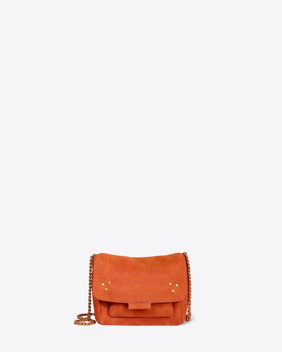 Sac Lulu S Jérôme Dreyfuss en cuir de taurillon effet croco opium. Vue de face.