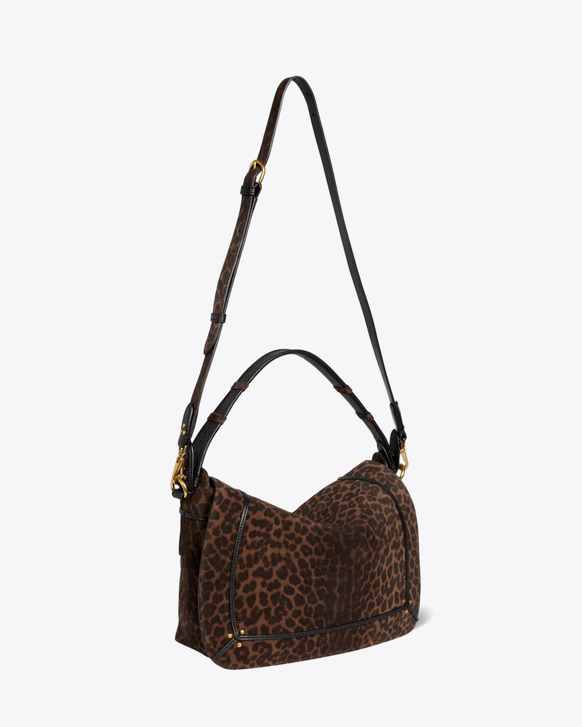 Jérôme Dreyfuss Sac Pepito L – Cuir Suédé Léopard Naturel