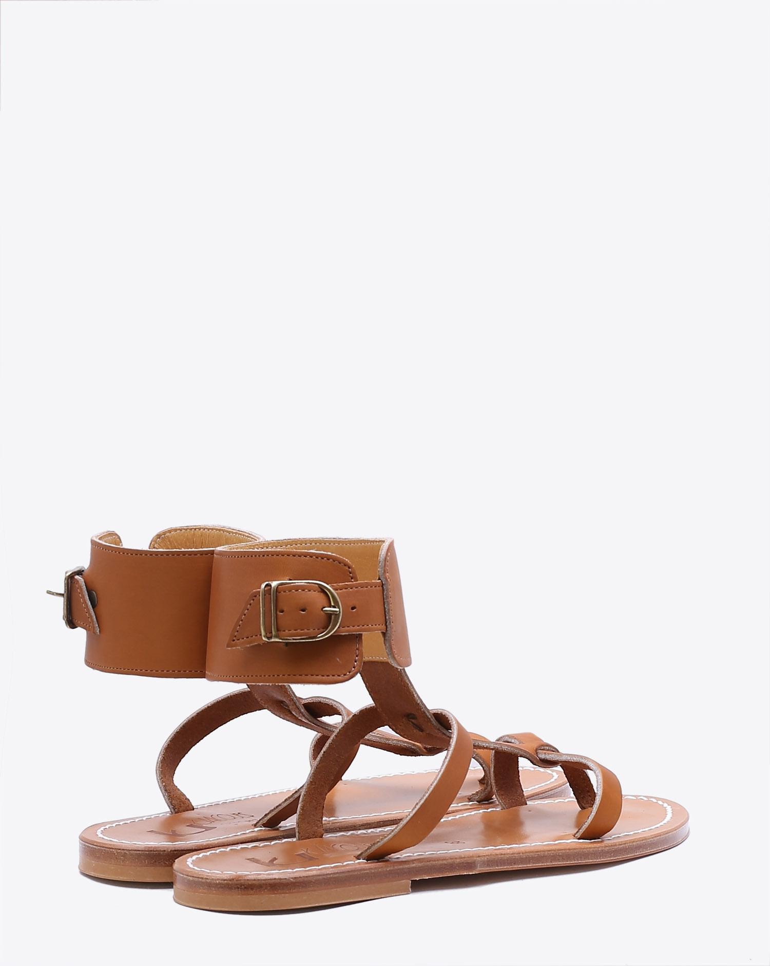 Sandales plates Caravelle en cuir naturel K.Jacques. Dos