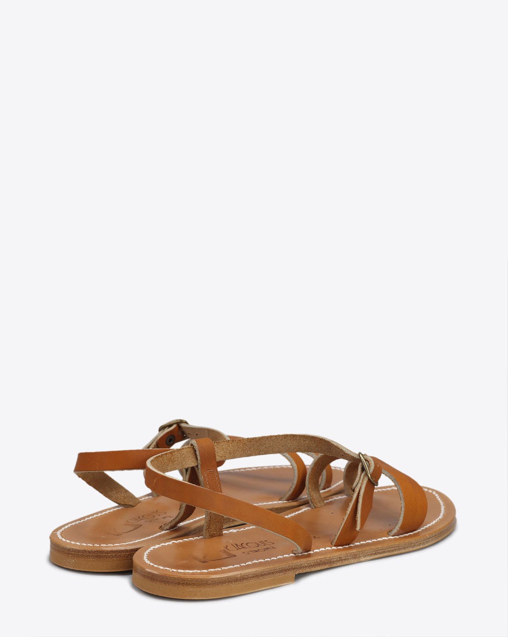 Sandales plates Erka en cuir naturel K.Jacques. Dos.
