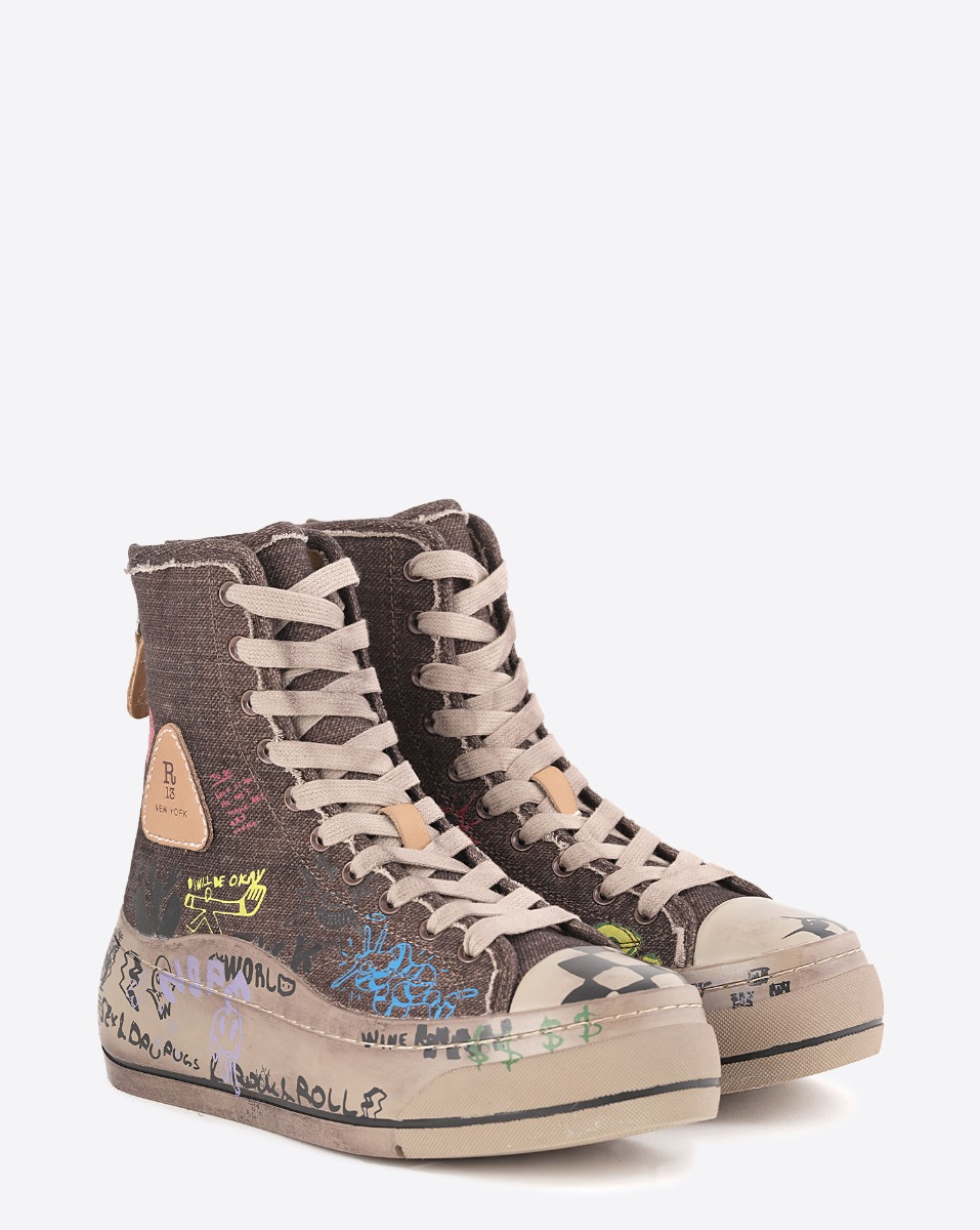 R13 Sneakers Kurt 10-Hole – Laine Marron Foncé
