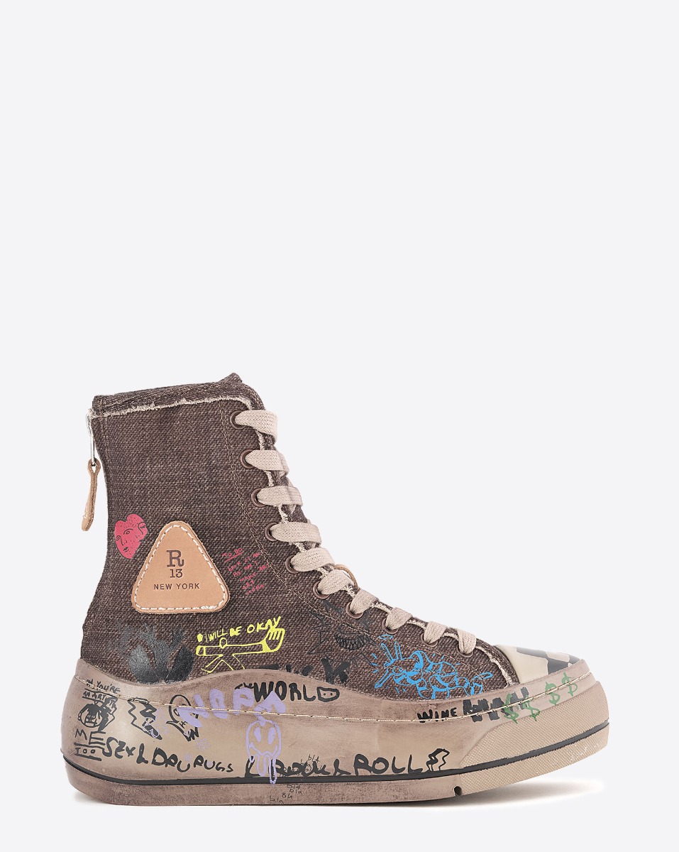 R13 Sneakers Kurt 10-Hole – Laine Marron Foncé