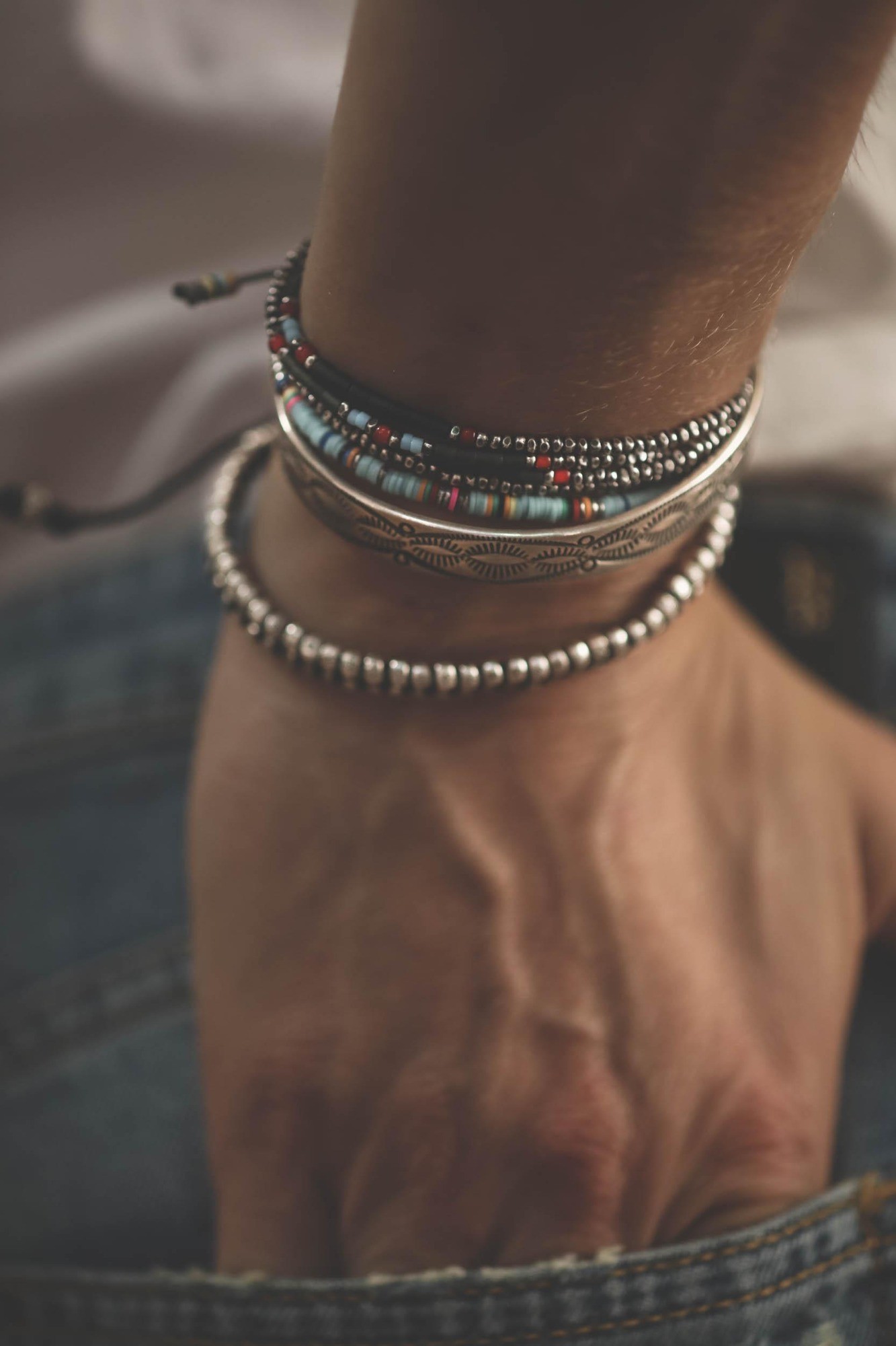 M.Cohen Bracelet Africain Mini Perles - Orange