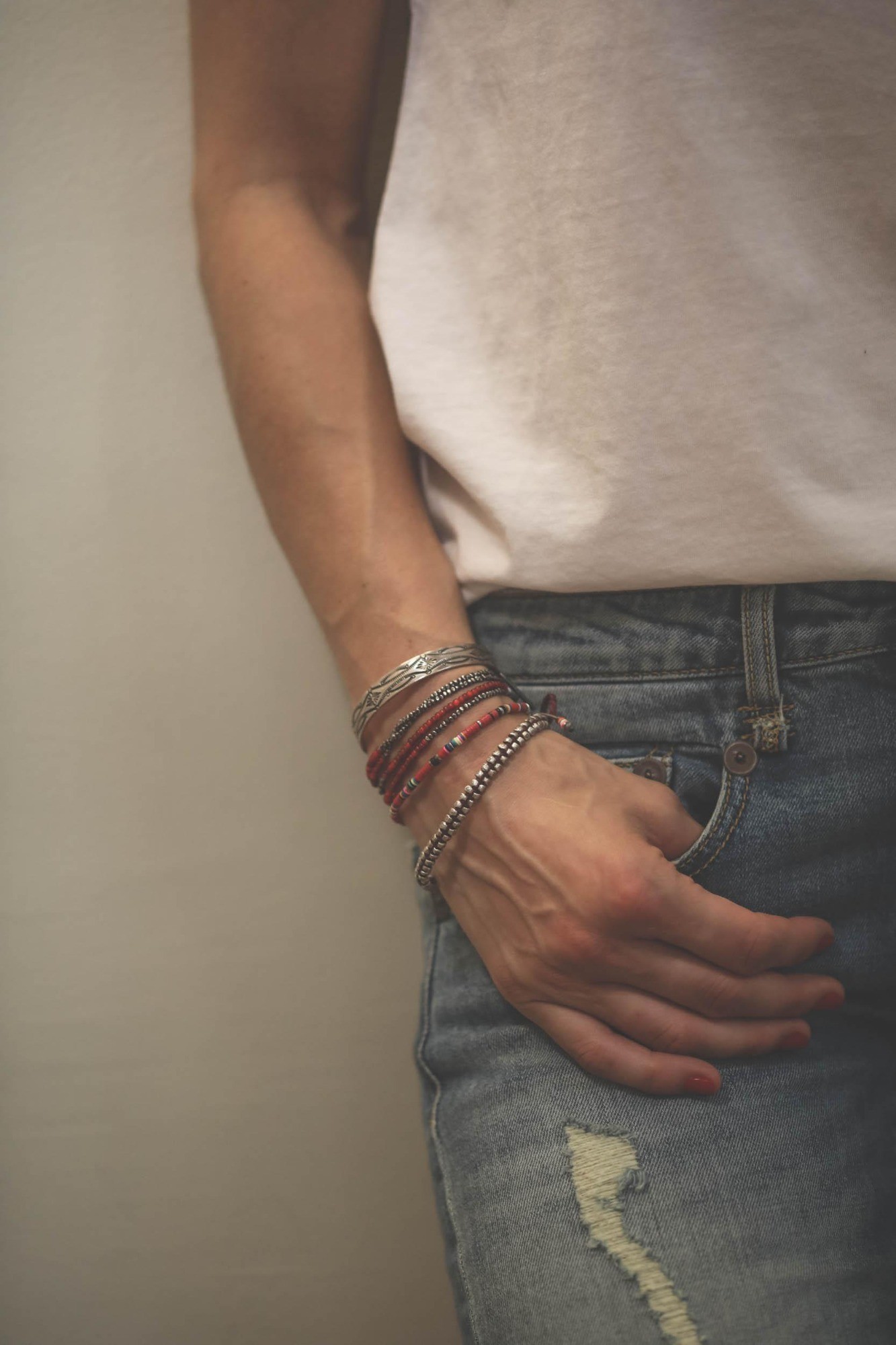 M.Cohen Bracelet 3 Tours Argent et Perles De Tahiti
