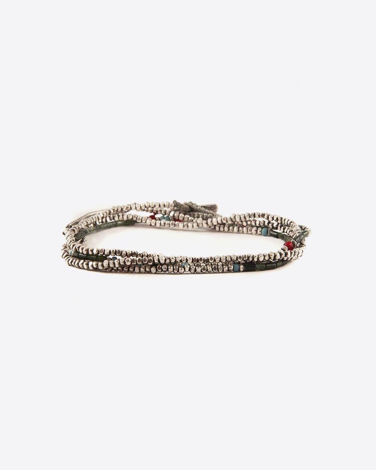M.Cohen Bracelet Disques Argent Oxydé - Black Cord