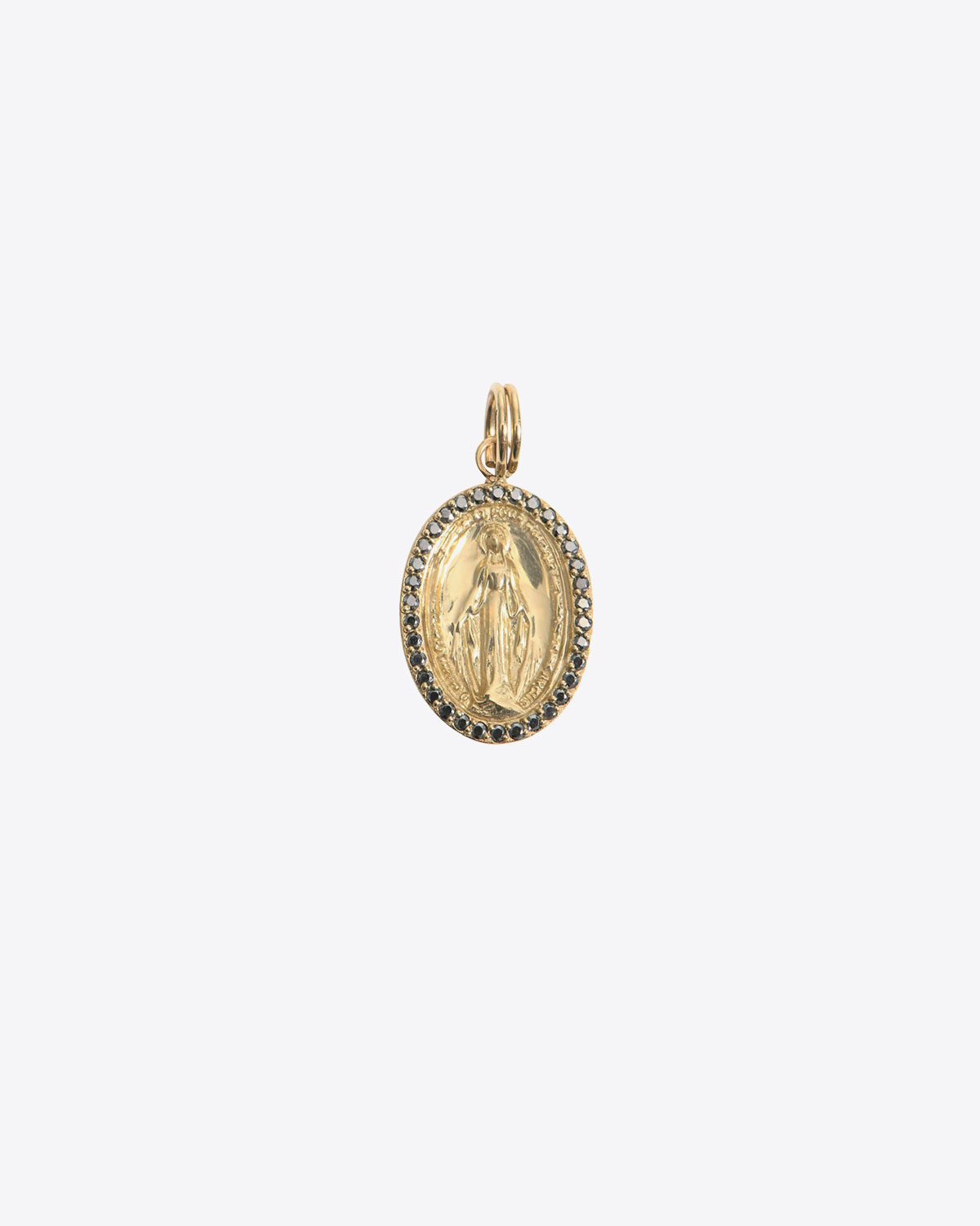 Fedit Pendentif Madone Ovale - Or Jaune 9K et Saphirs Gris