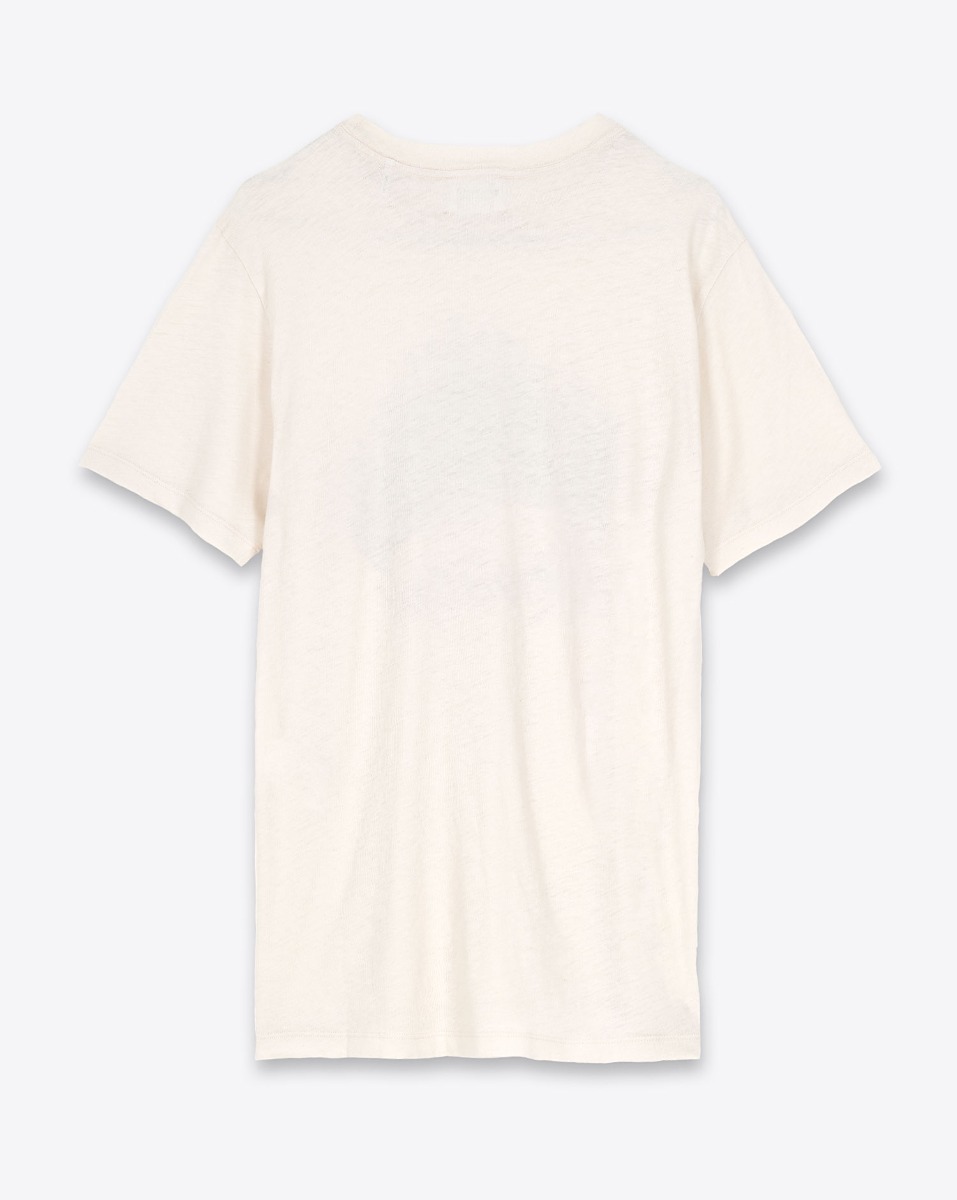 Tee-shirt manches courtes imprimé placé devant tiare Révolution en coton écru Zewel Isabel Marant Etoile. Dos uni.