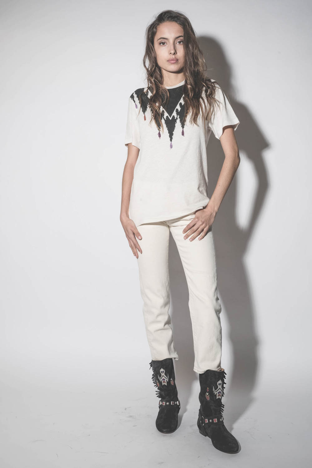 Isabel Marant Etoile Tee-Shirt Zewel – Ecru Noir Délavé