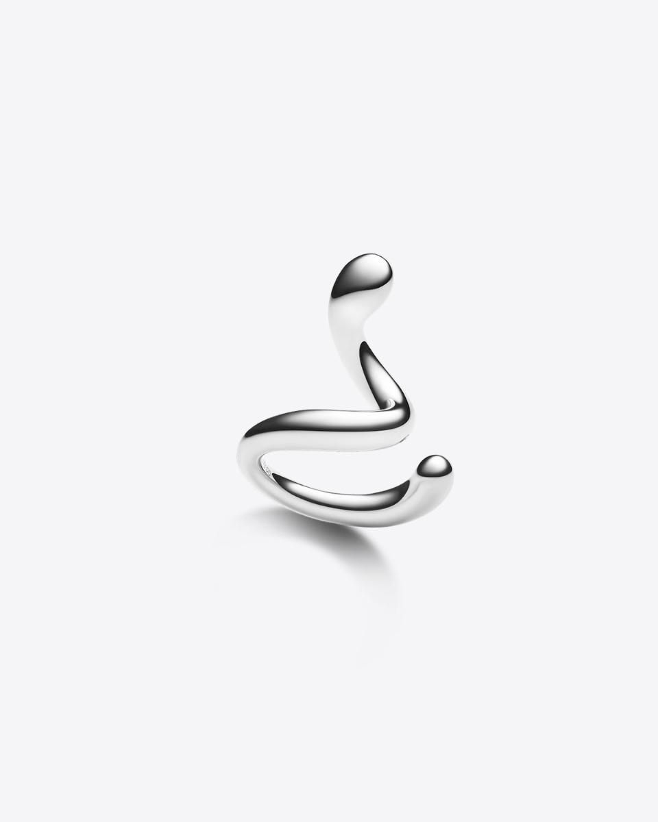 Maria Black Ear Cuff Coil Whirl Droite – Argent