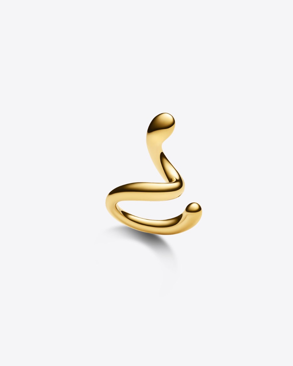 Maria Black Ear Cuff Coil Whirl Droite – Plaqué Or