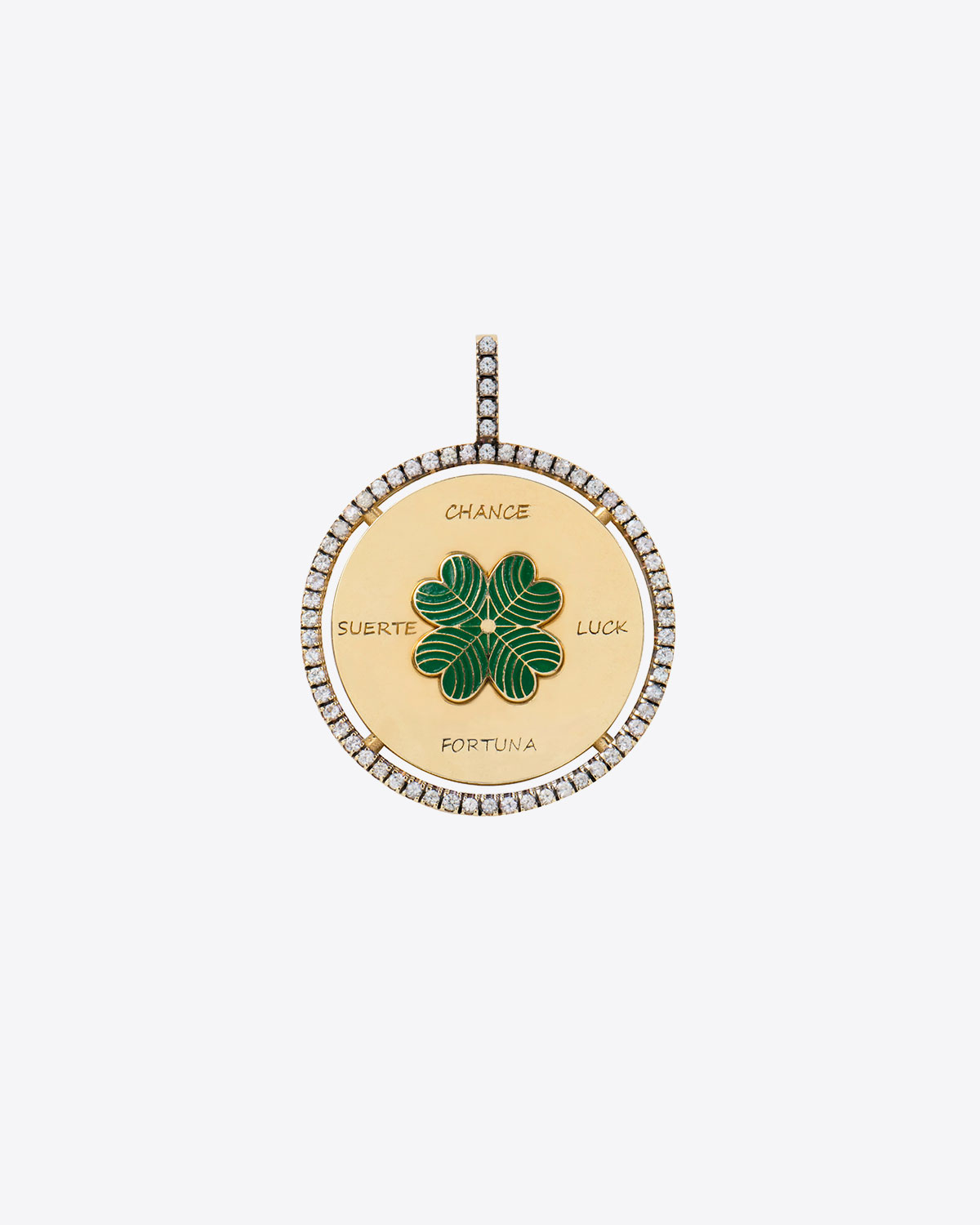 Feidt Pendentif Lucky - Or Jaune 9K et Saphris Blancs