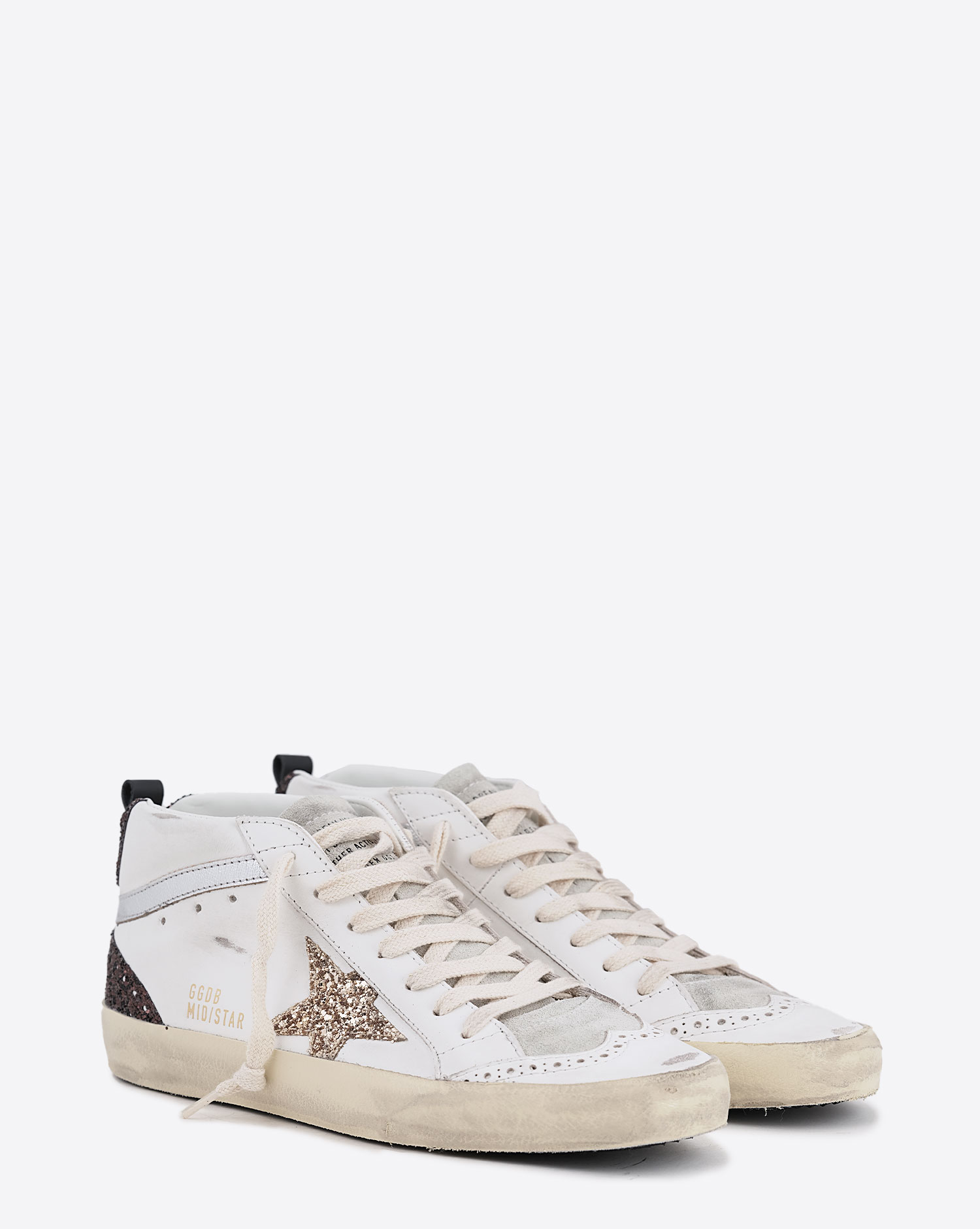 Golden Goose Femme Sneakers Mid Star – Blanc Marron Or 11923