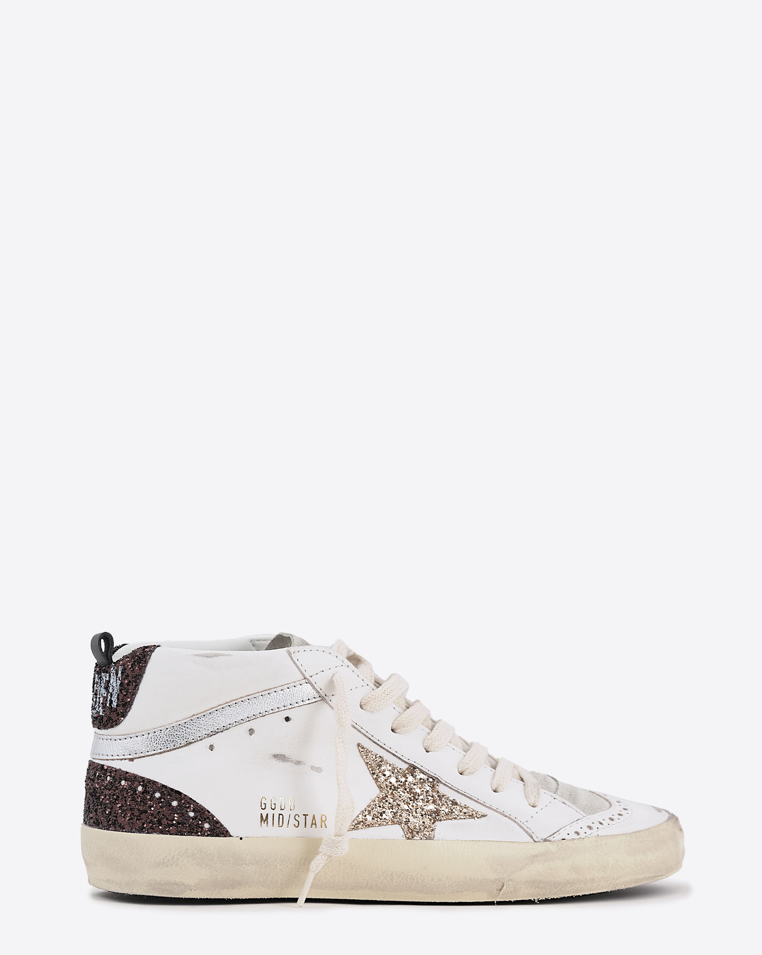 Golden Goose Femme Sneakers Mid Star – Blanc Marron Or 11923