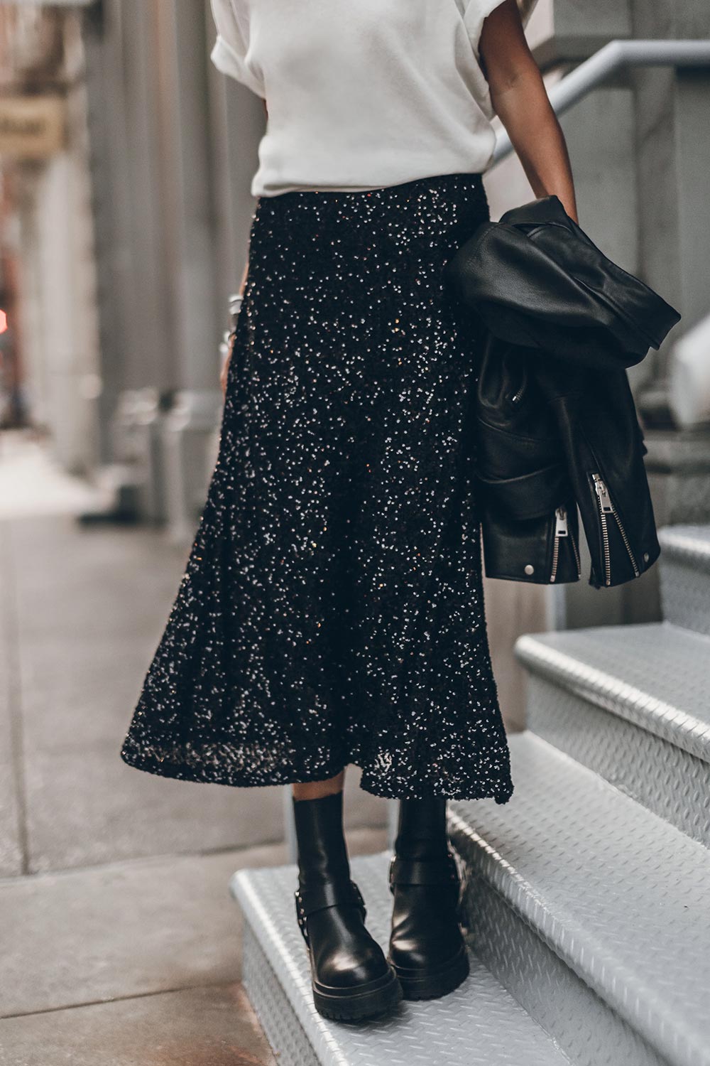 Mikuta Jupe Longue Sequin – Noir