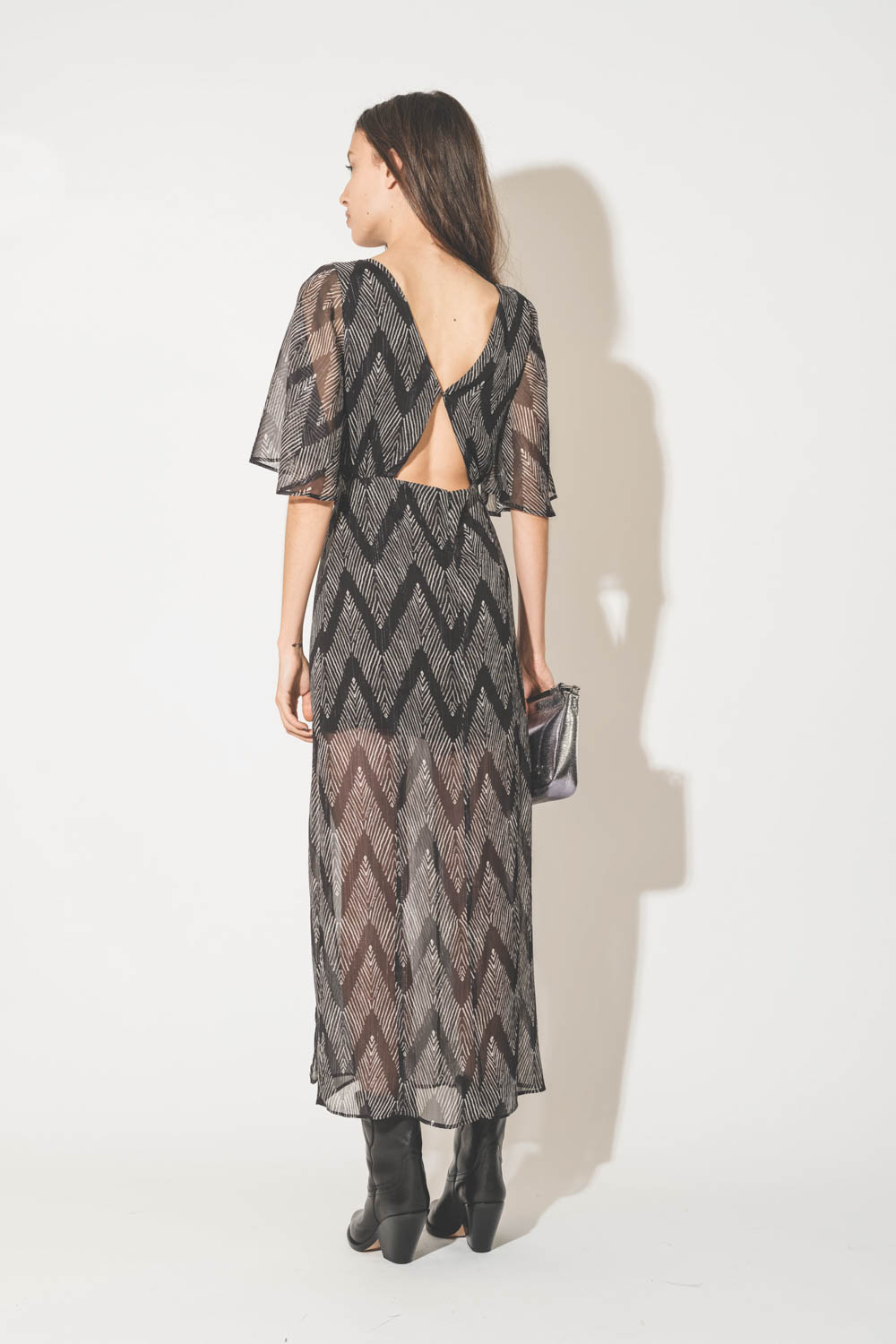 Mikuta Robe Longue Ouverte Métallique