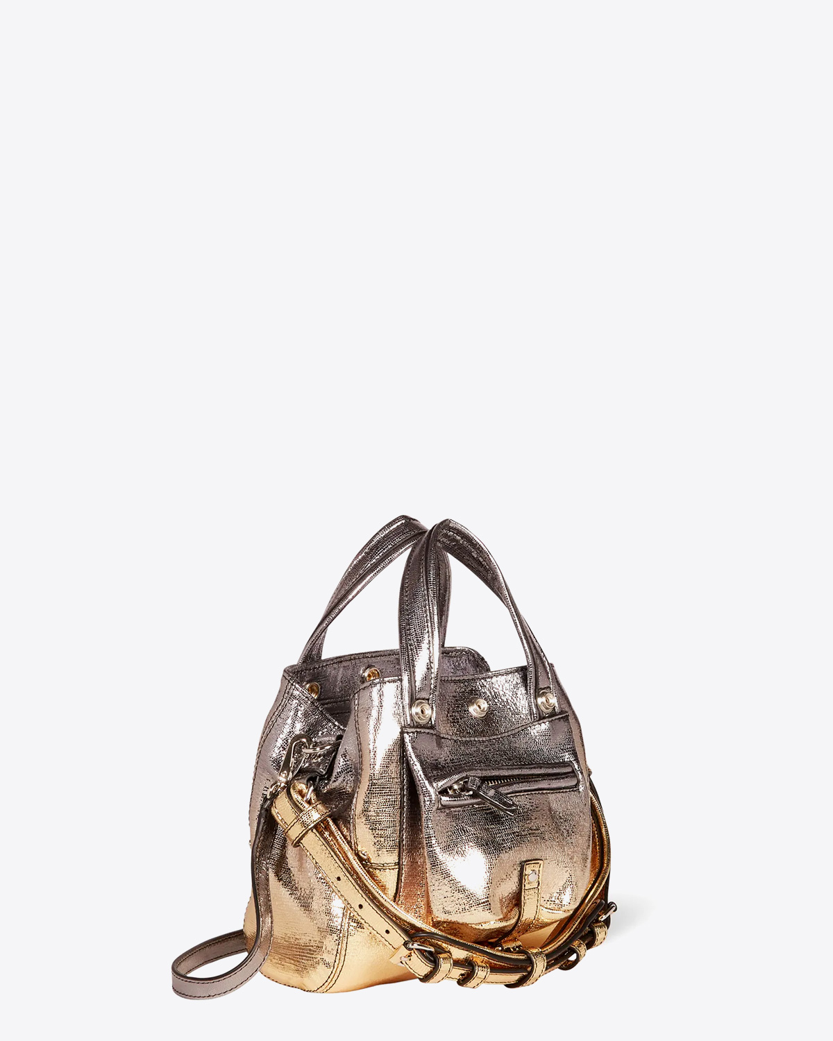 Jérôme Dreyfuss Sac Billy Nano – Cuir Lamé Dégradé Or