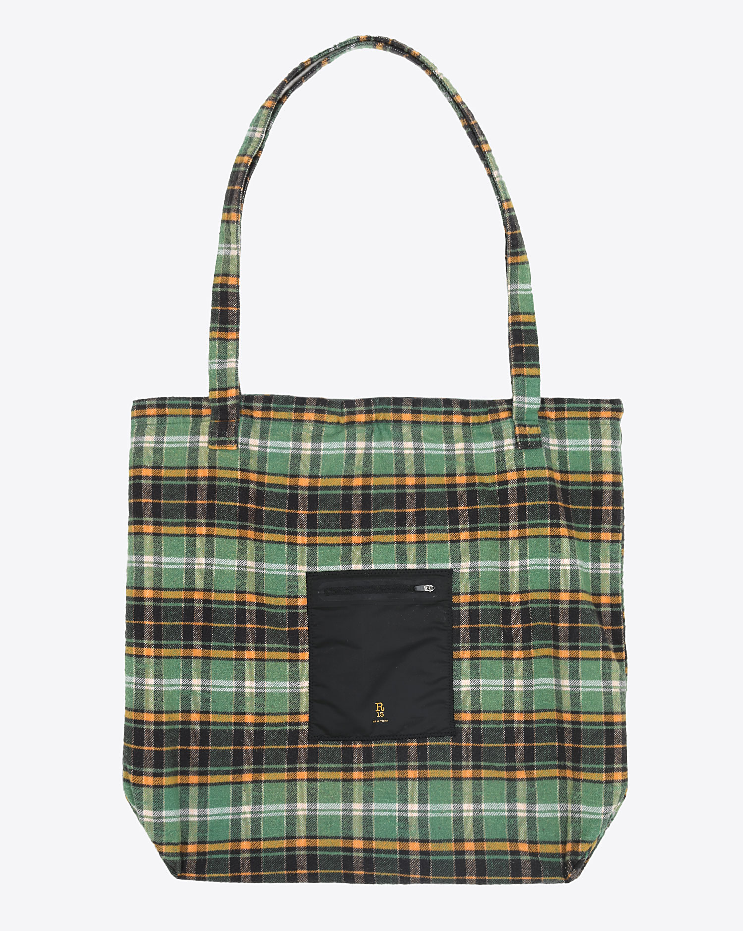 R13 Medium Tote W Bungee Cord – Navy Plaid