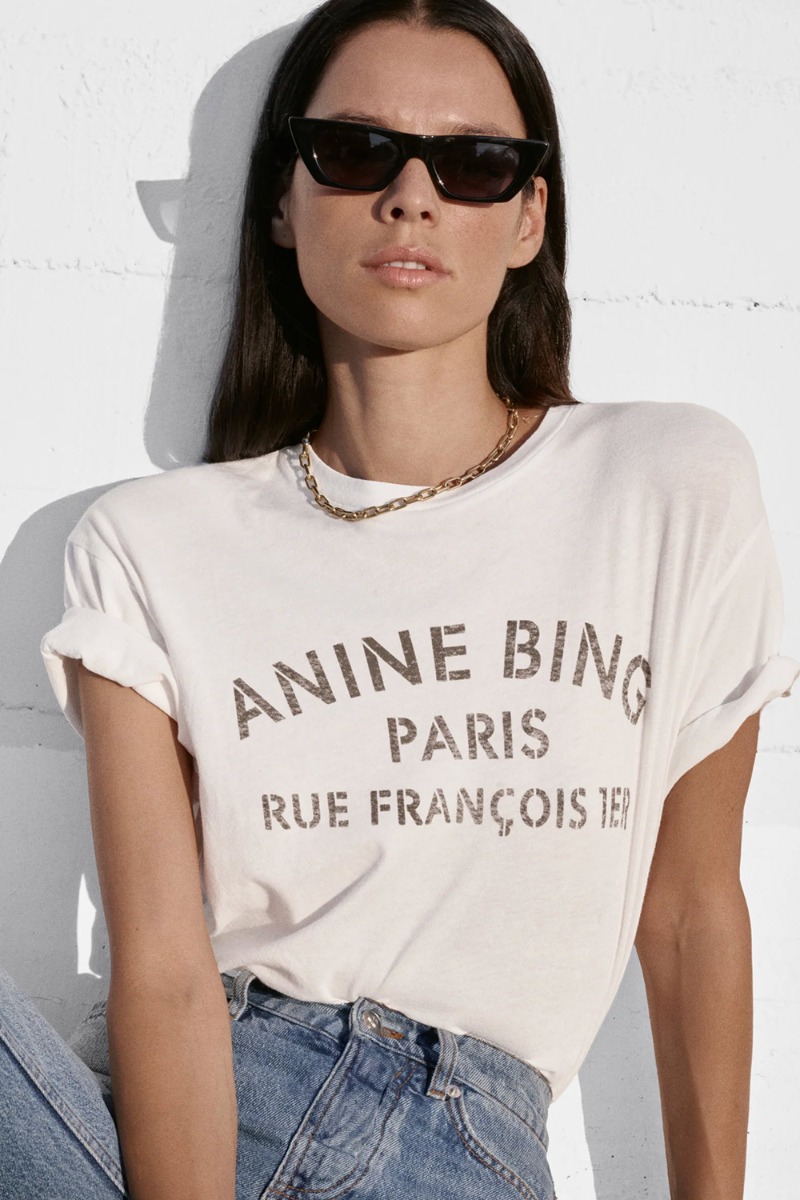 Anine Bing Tee-Shirt Cohen Paris Stencil – Ivoire