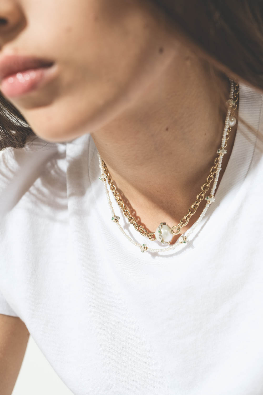 Pascale Monvoisin Collier Chelsea n°1 Diamants Émeraudes
