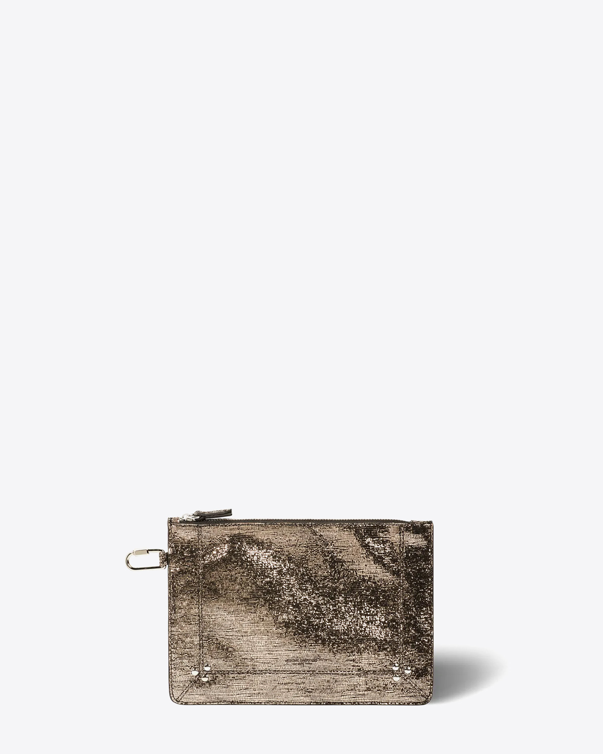 Jérôme Dreyfuss Pochette Popoche M – Cuir Lamé Champagne